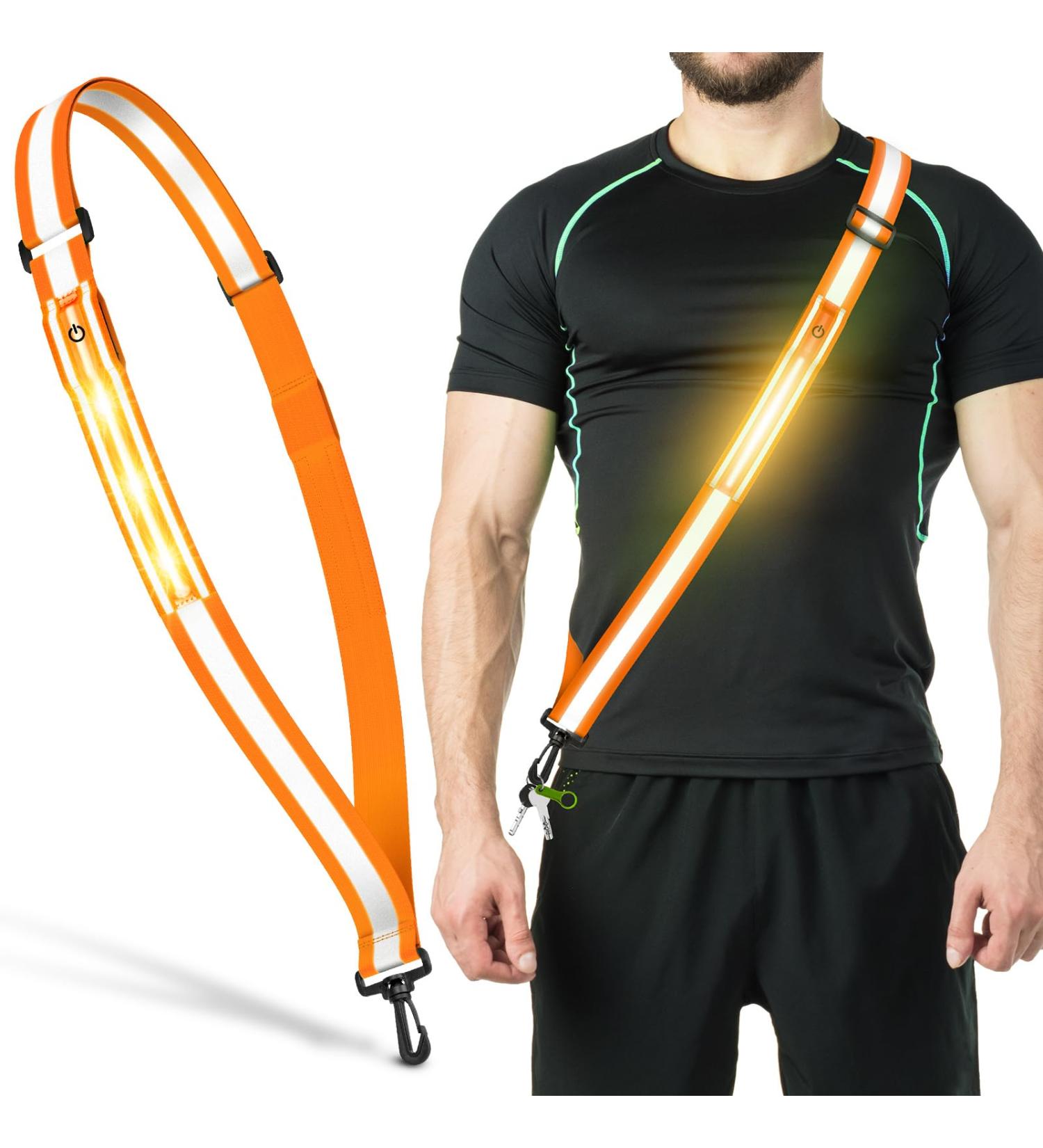 YLZZRS Reflective LED Belt Stripe - High Visibility Safety Lights for Night Walkers Runners & Dogs | Men Women & Children (Orange) - Buy Online on GoSupps.com