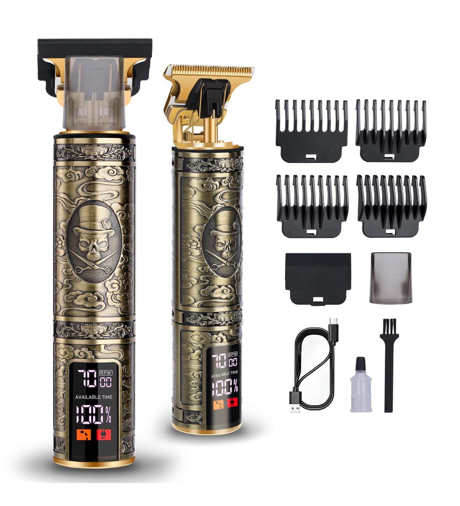 CandyFouse Professional Beard Trimmer for Men - Cordless Rechargeable with LCD Display - Zero Gapped Cutting - Bronze - Buy Online on GoSupps.com