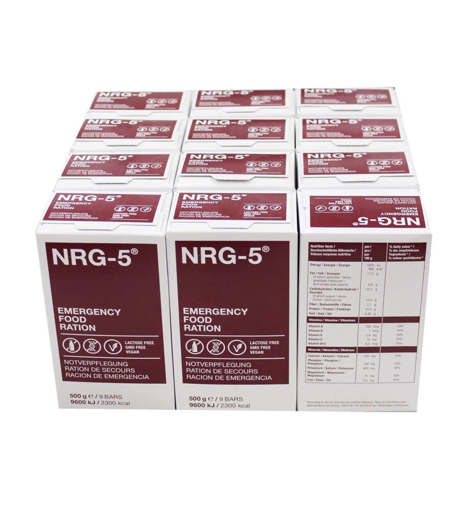 NRG5 12 x 500 g emergency food 9 bars each