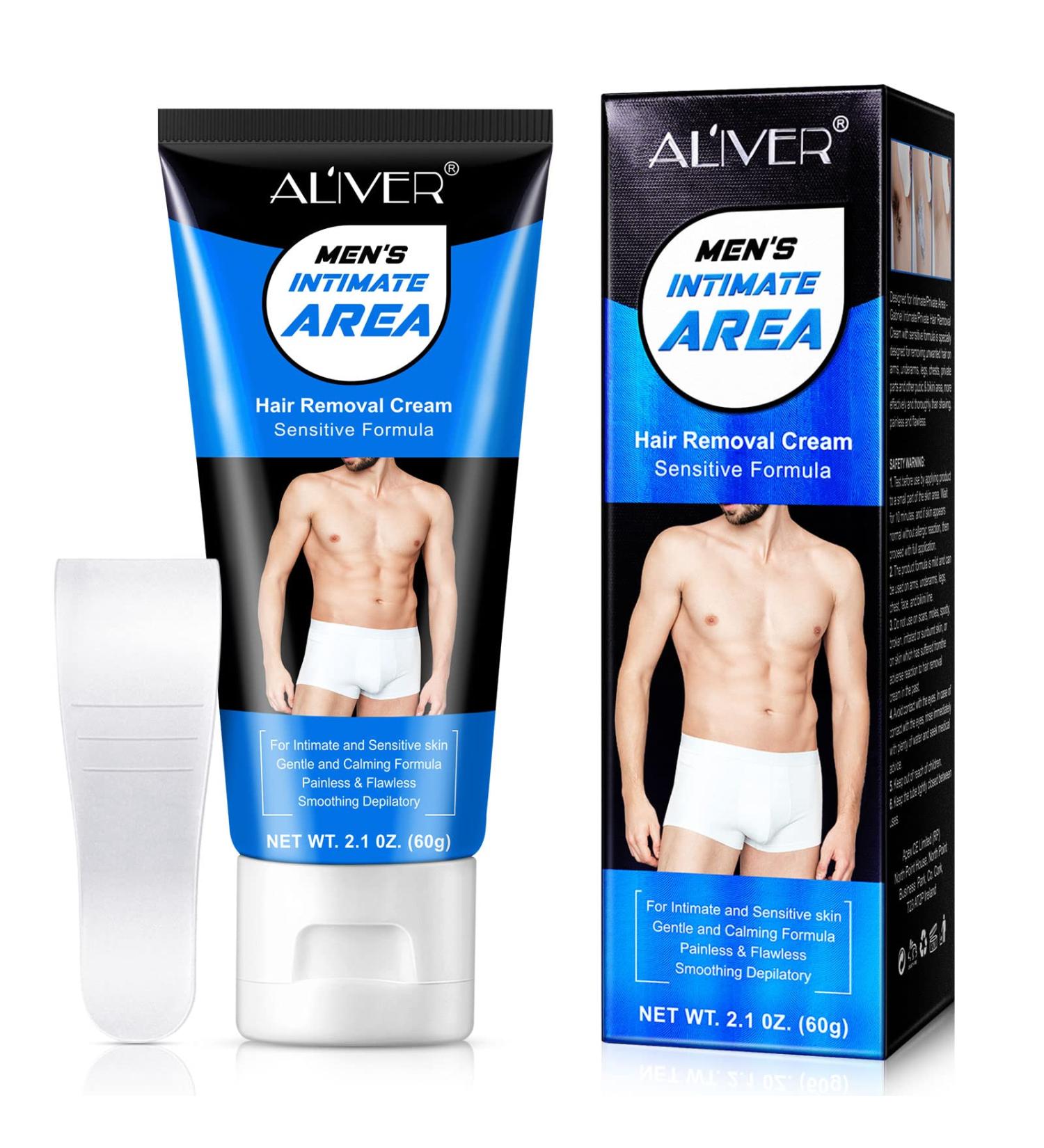 Men's Long-Lasting Sensitive Skin Depilatory Cream - Fast-Acting Painless Hair Removal for Chest Back Arms Legs & Underarms - 2.1fl oz - Buy Online on GoSupps.com