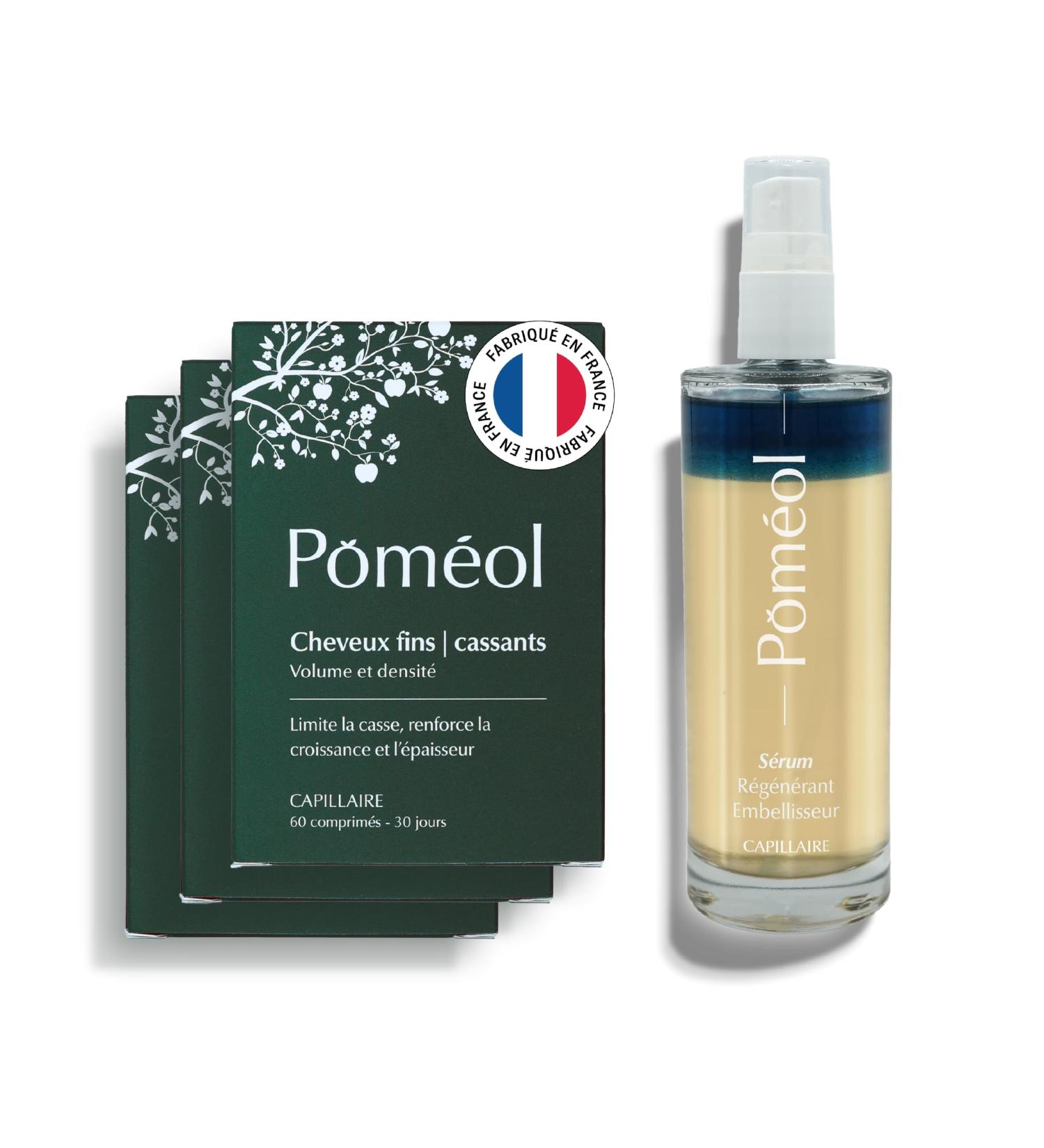 POM OL | FINE & BRITTLE HAIR PACK | Food Supplement for Fine & Brittle Hair + Regenerating Serum | Special Volume & Density Thickness & Sheathing | Accelerates Growth | 90 days - Buy Online on GoSupps.com