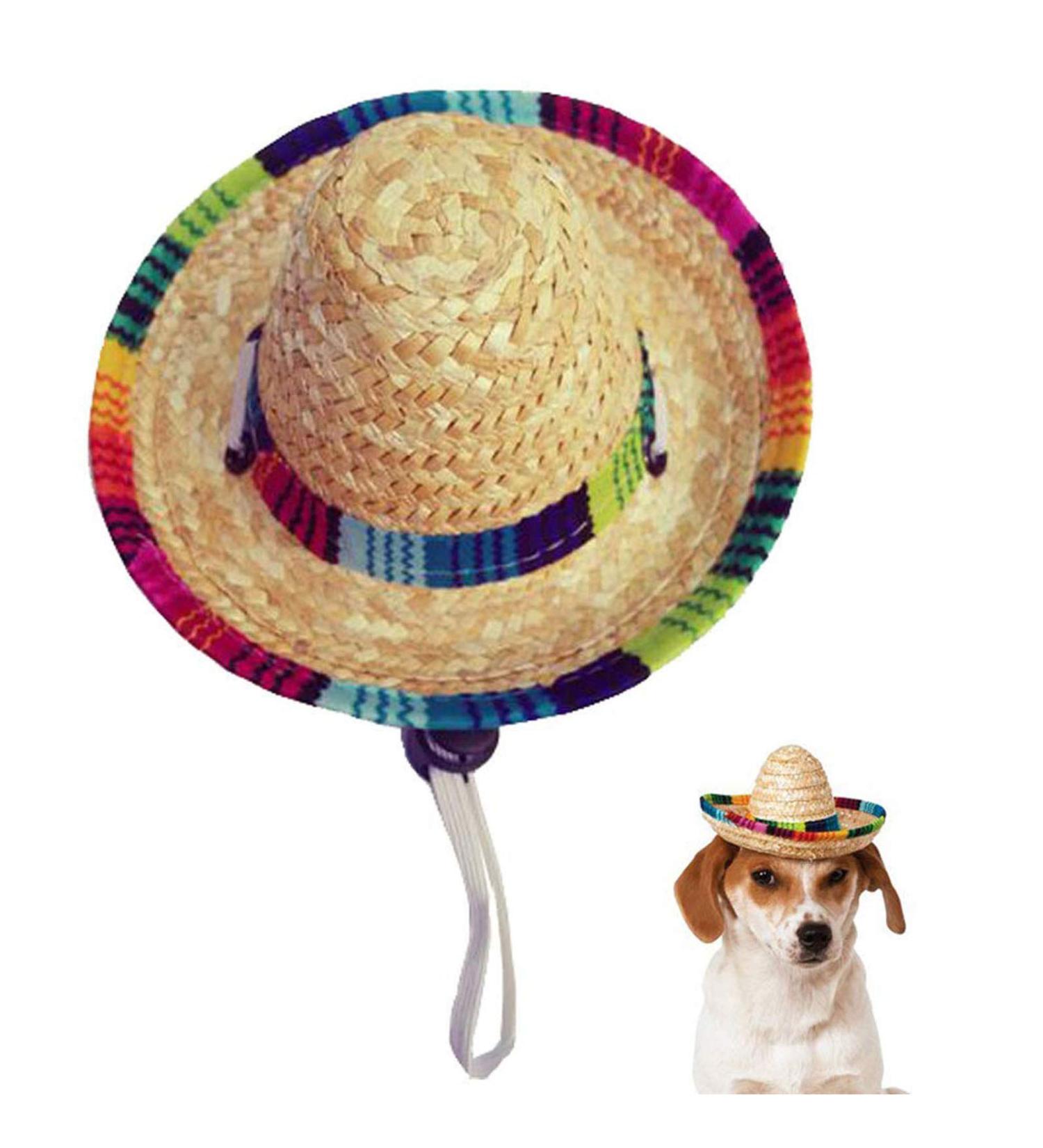 Kitatayi Mini Straw Sombrero Hat for Small Pets - Mexican Sombrero Party Hat for Dogs, Puppies, and Cats - Buy Online on GoSupps.com