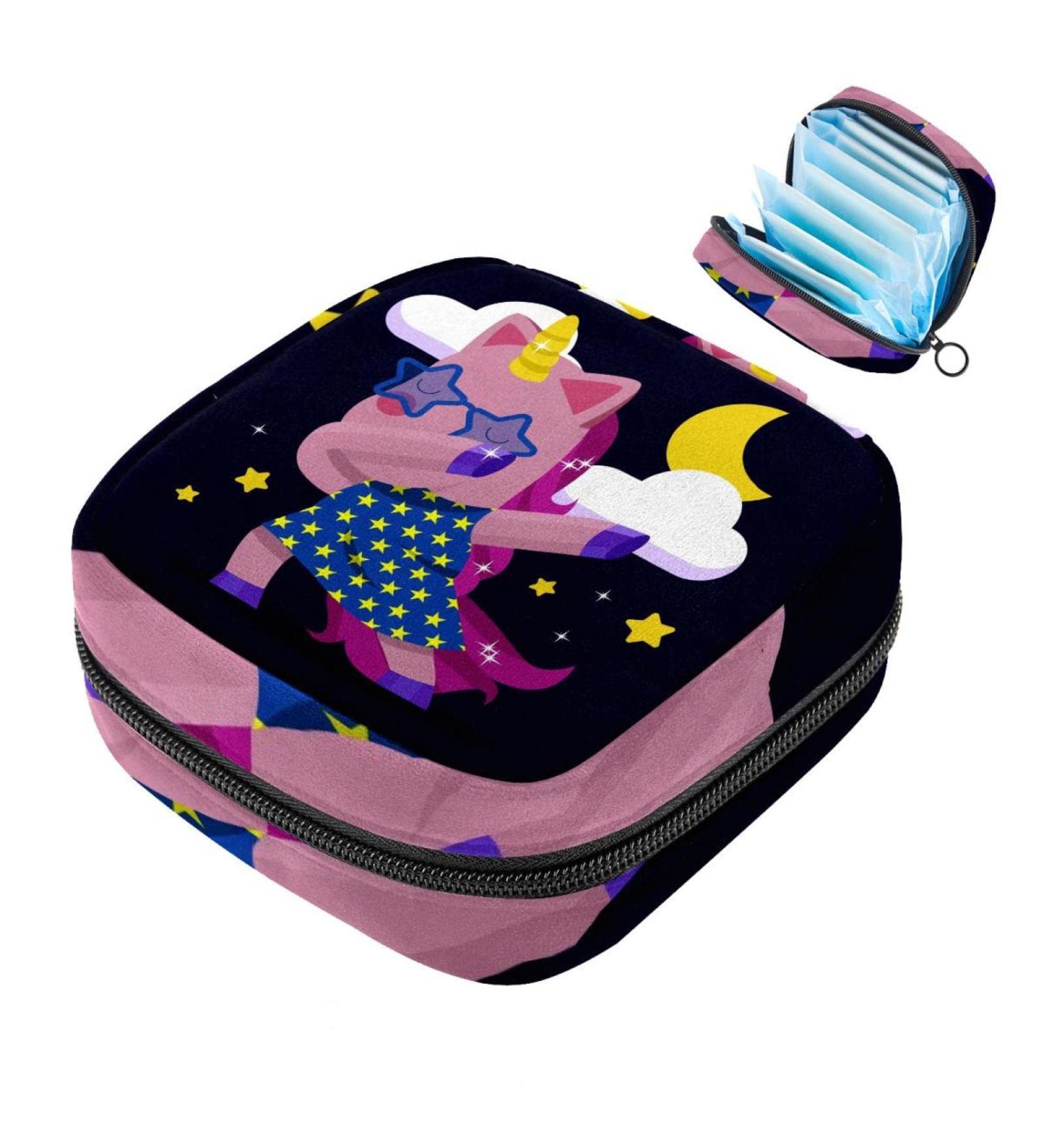 Navy Leaves Unicorn Women's Napkin Keeping Bags | Portable Period Pocket for Teens & Girls | Menstrual Cup & Breastfeeding Holder - Shop Internationally - Buy Online on GoSupps.com