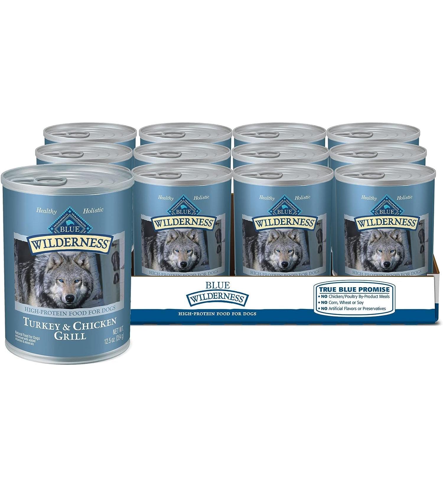 Blue Wilderness High Protein Grain Free Natural Wet Dog Food Turkey & Chicken 12.5oz (Pack of 12) Pack of 12 Turkey & Chicken