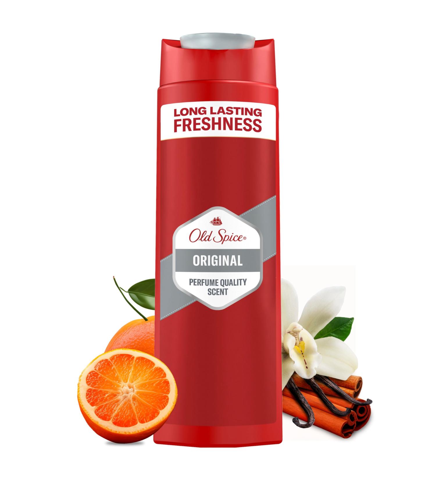 Old Spice Original 3 en 1 Shampooing multi-usage pour cheveux visage et corps 250 ml fra cheur longue dur e parfum de qualit parfum e nettoyage en profondeur rouge 250 ml (Lot de 1)