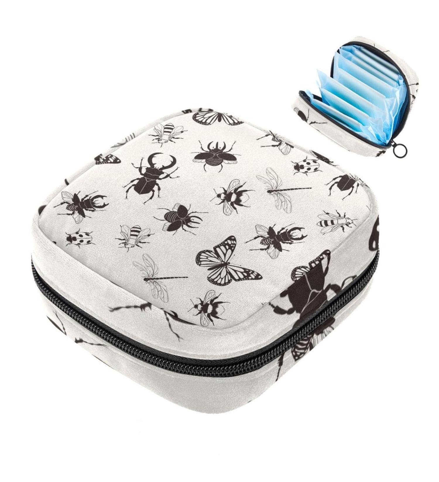 Summer Animal Pattern Sanitary Napkin Storage Bag - Large Capacity Makeup Organizer for Girls Travel - Multi-colored - Buy Online on GoSupps.com