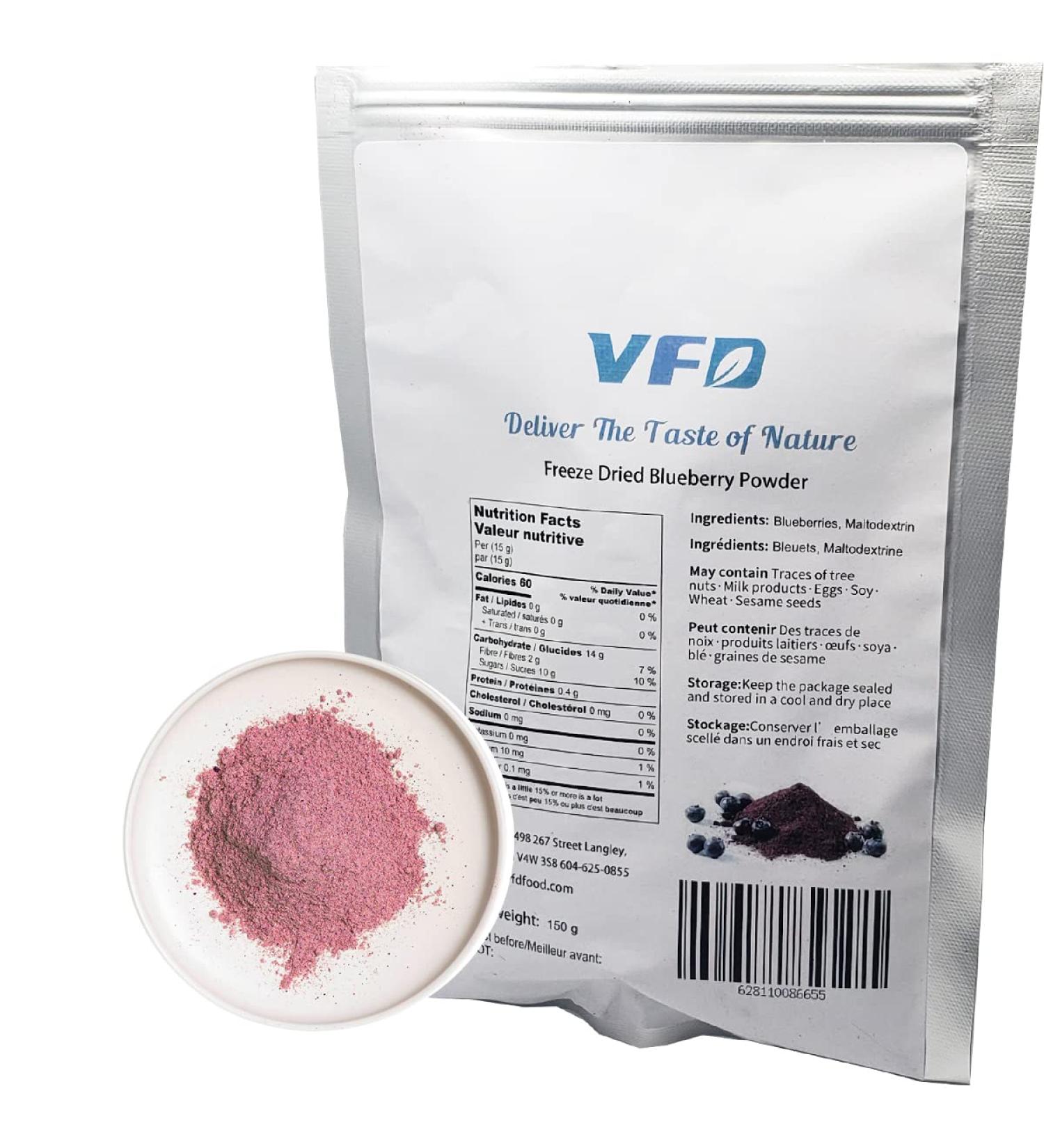 Freeze-Dried Blueberry Powder 150g - No additives Pure natural No GMOs - Buy Online on GoSupps.com