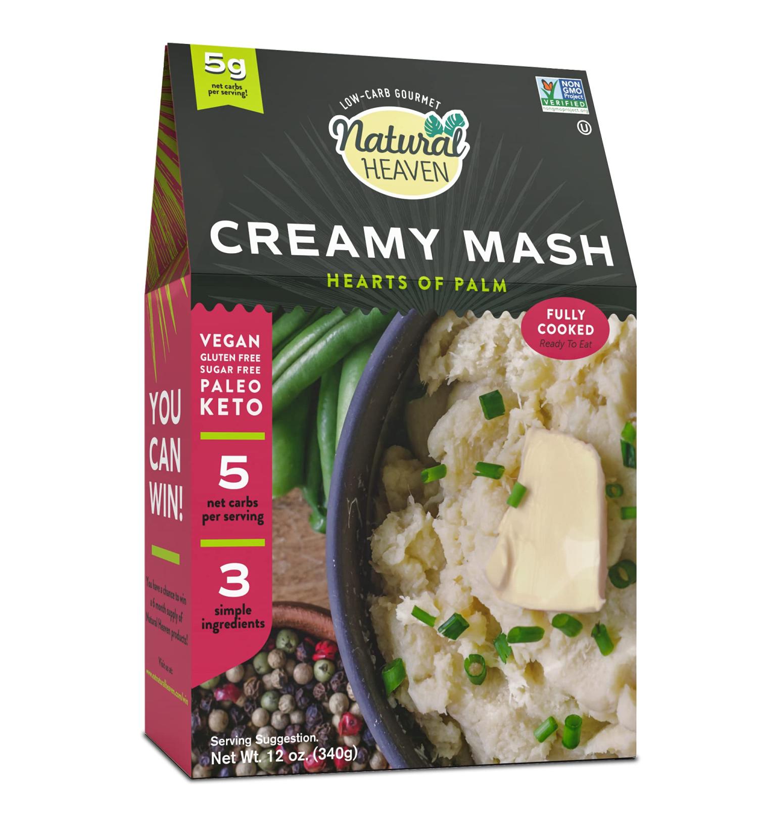 Natural Heaven Hearts of Palm Creamy Mash | 7g Carbs | Keto, Paleo, Vegan | Gluten-Free | Vacuum Packed - 12oz - Buy Online on GoSupps.com