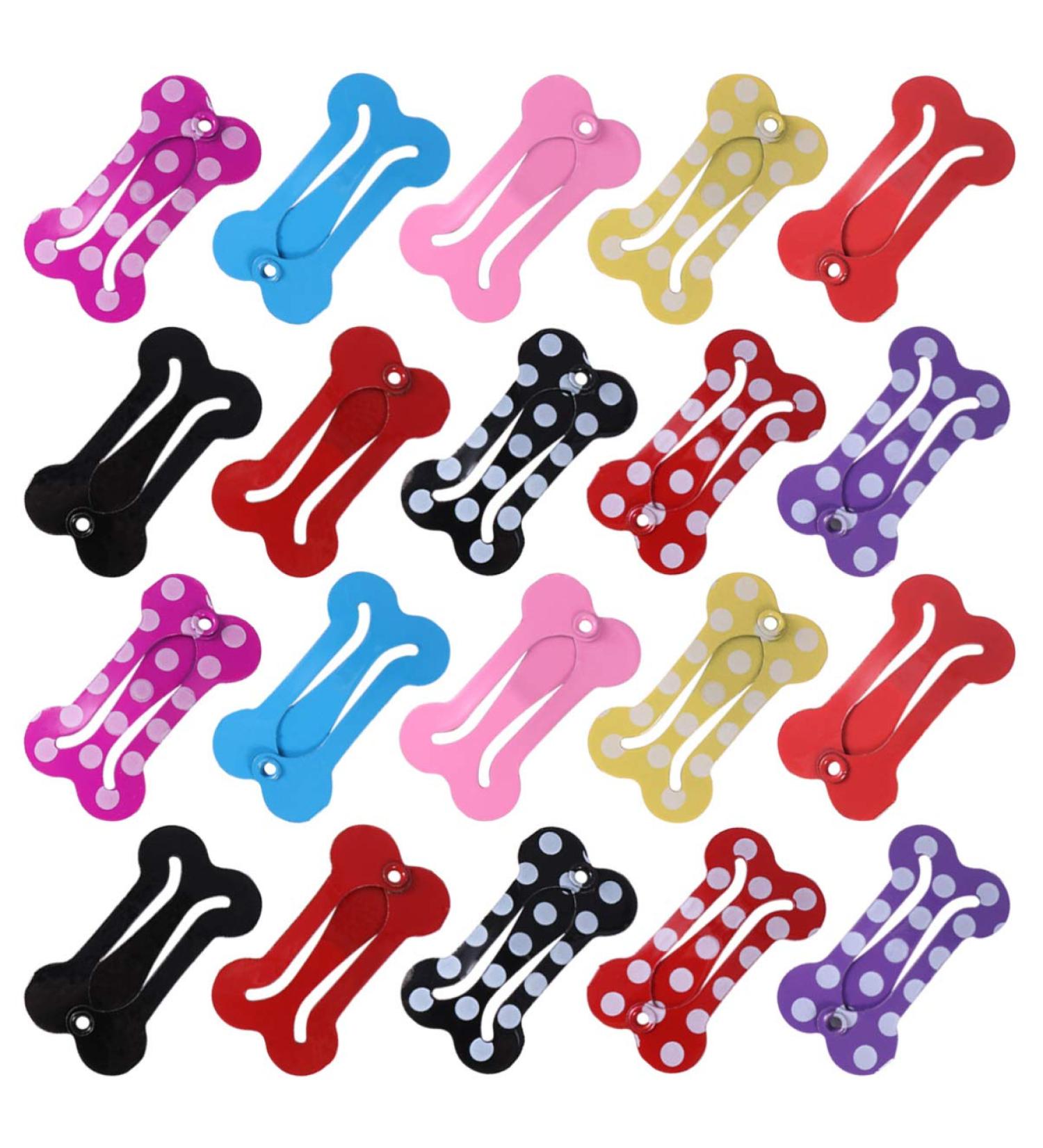 STOBOK 20pcs Mini Pet Hair Clip Bone-Shaped Snap Bows for Dogs and Cats - Grooming Topknot Bows for Parties and Birthdays - Random Color - Buy Online on GoSupps.com