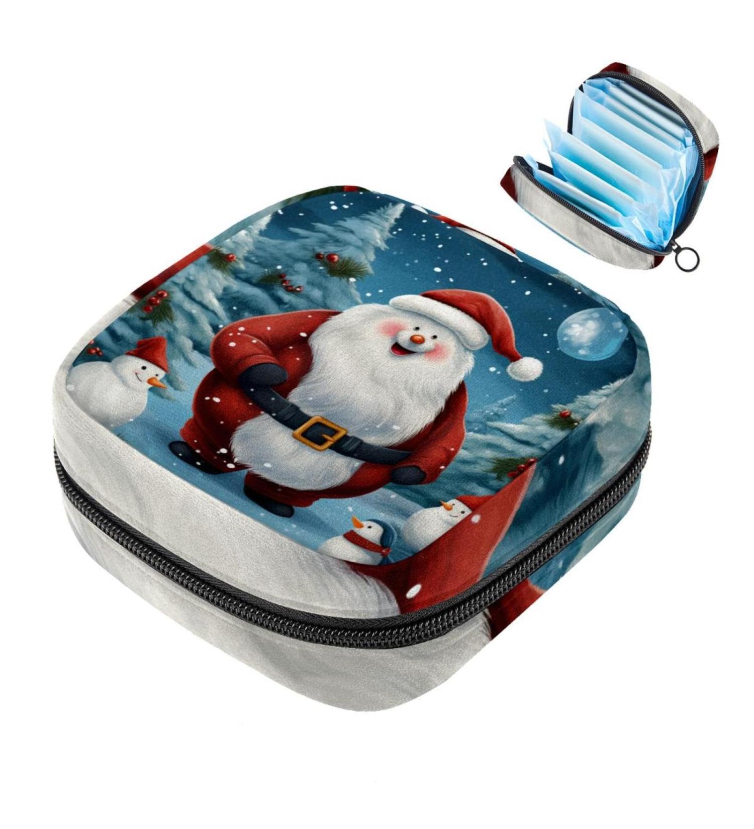 Muoooum Merry Christmas Santa Claus Portable Period Bag for Women & Teens - Menstrual Cup & Pad Holder Color 4 4.7x6.6x6.6 in - Buy Online on GoSupps.com