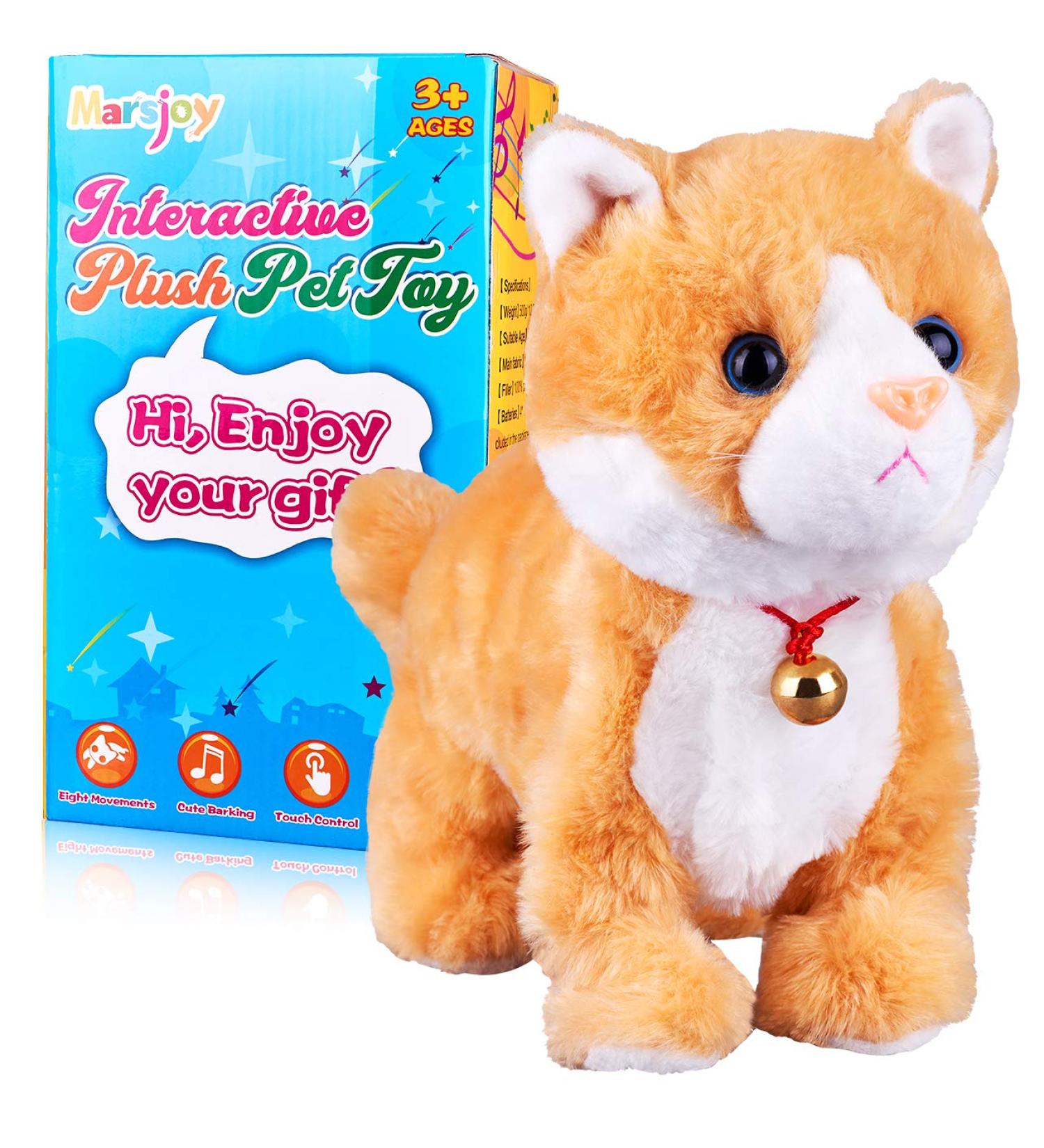 Yellow Plush Interactive Robot Cat Toy for Girls | Touch Control Electronic Pet Kitten | Animated Stuffed Animal | L 12 H 8 W 5 - Buy Online on GoSupps.com