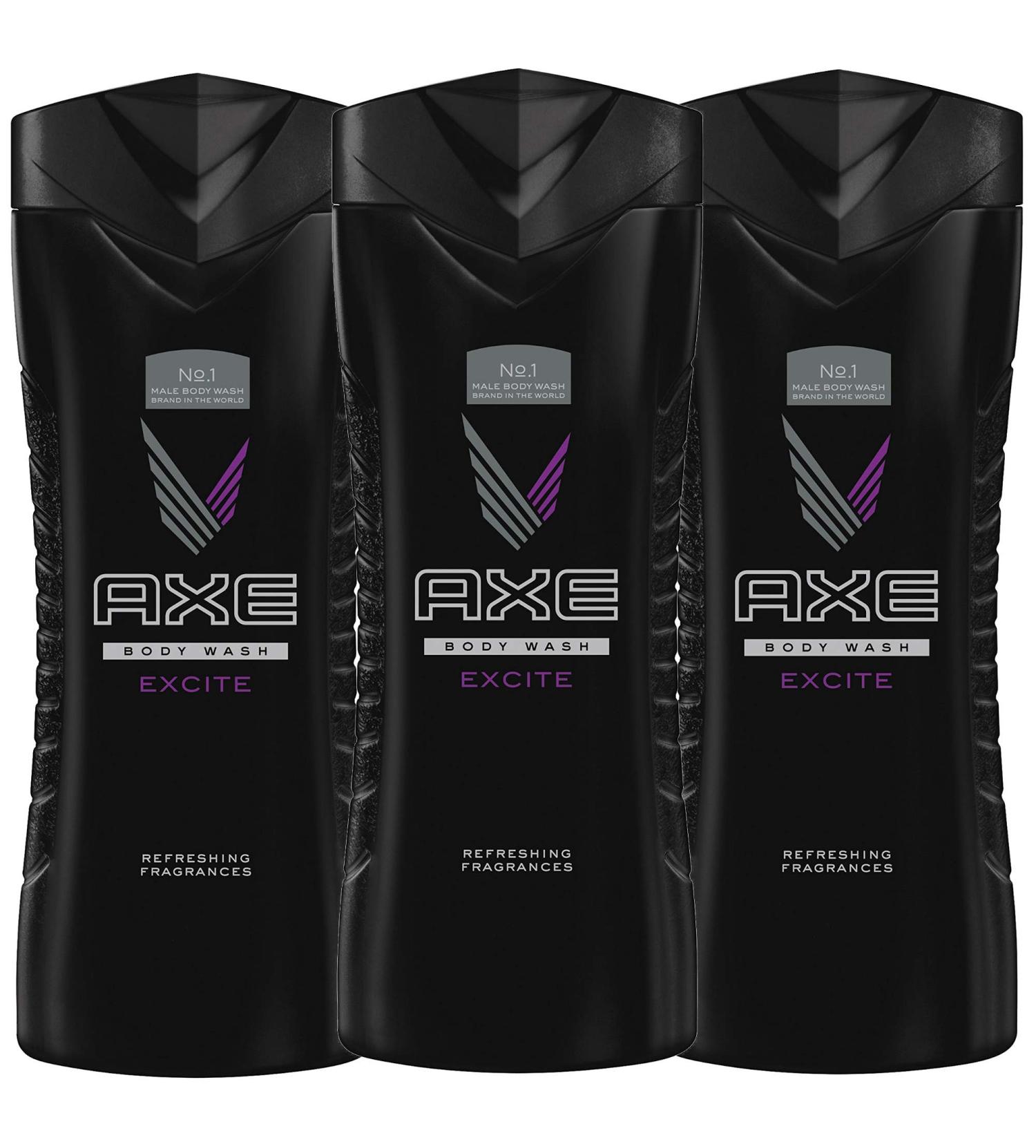 Axe Refreshing Body Wash Shower Gel, Excite, Pack of 3, (13.52 Fl. Oz/400 ml Each)