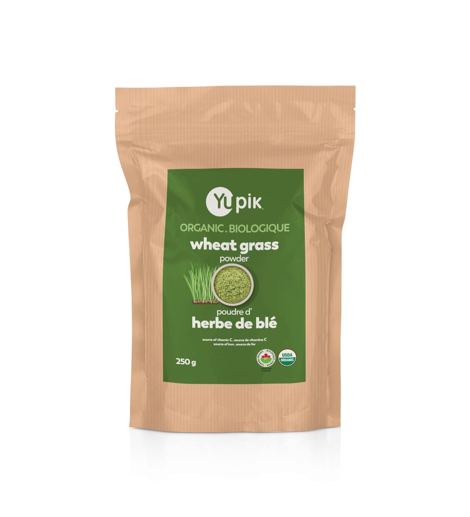 Yupik Organic Wheat Grass Powder 250 g Non-GMO Vegan Gluten-Free Kosher Raw Superfood Sugar-Free Salt-Free Source of Vitamin C & Iron Blends Easily Ideal for Smoothies & Shakes - Buy Online on GoSupps.com