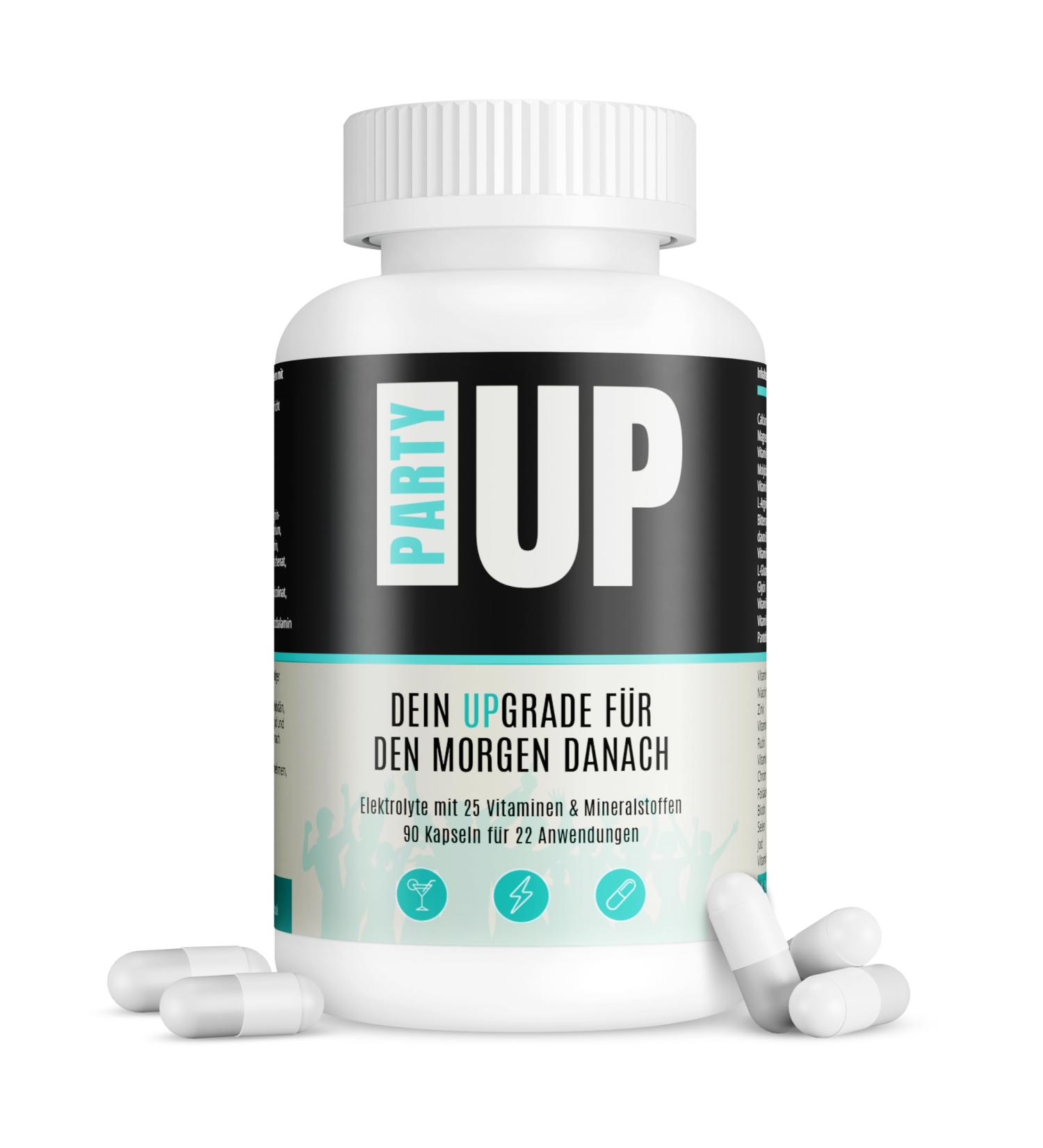  PARTYUP PARTYUP With 25 Electrolytes Vitamins & Minerals 90 After-Party Capsules Morning After 90 Capsules - Buy Online on GoSupps.com