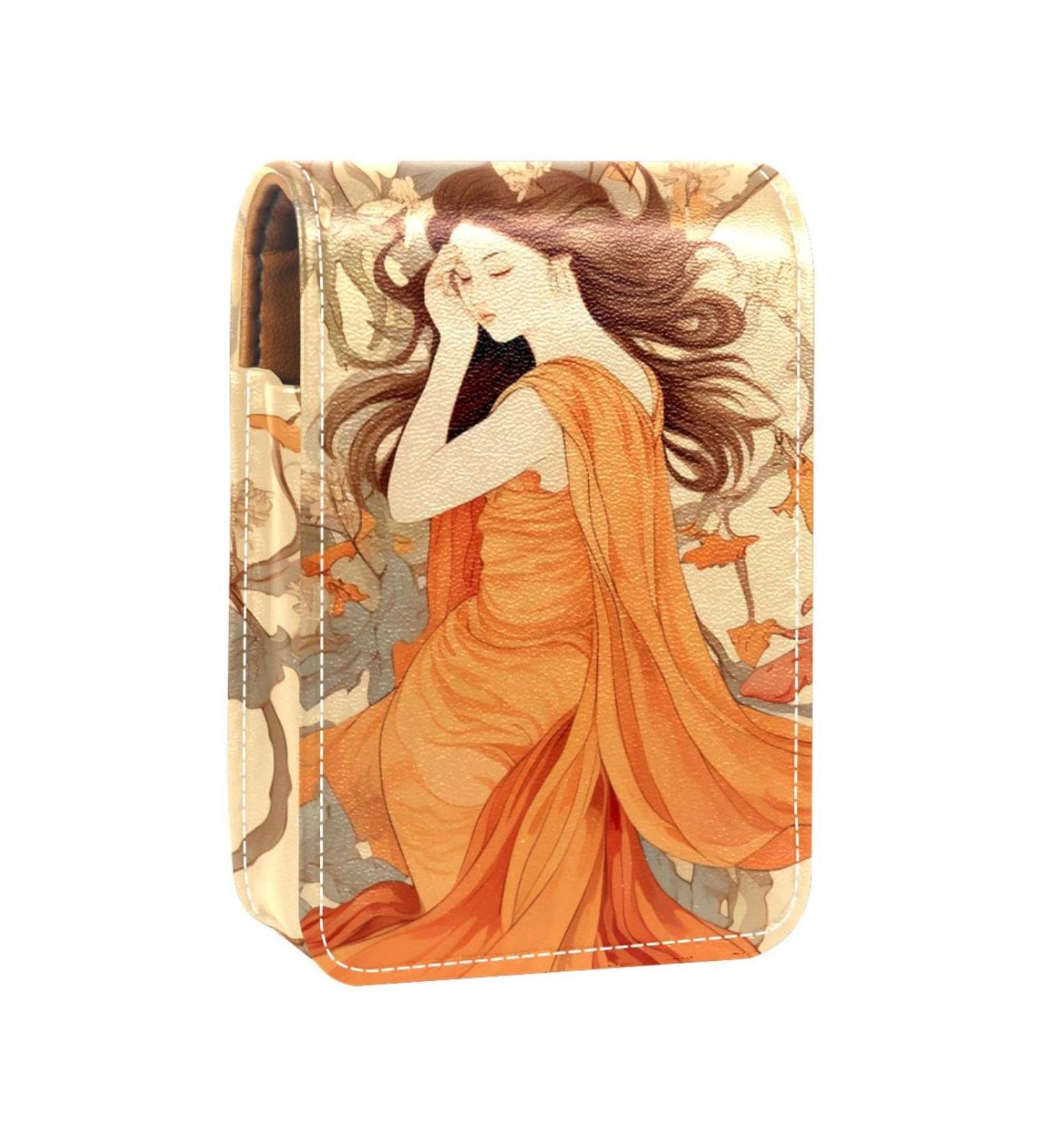 Travel Lipstick Organizer Case - Portable Makeup Bag with Mirror | Autumn Leaves Chinese Style | Shop Now - Buy Online on GoSupps.com