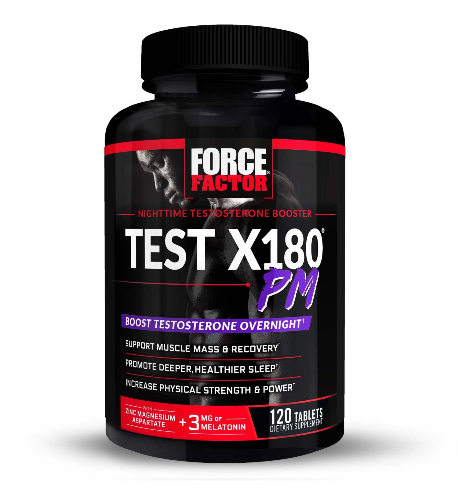 Force Factor Test X180 PM Testosterone Booster - Build Muscle Increase Strength Promote Deeper Sleep - 120 Tablets Unflavored - Buy Online on GoSupps.com