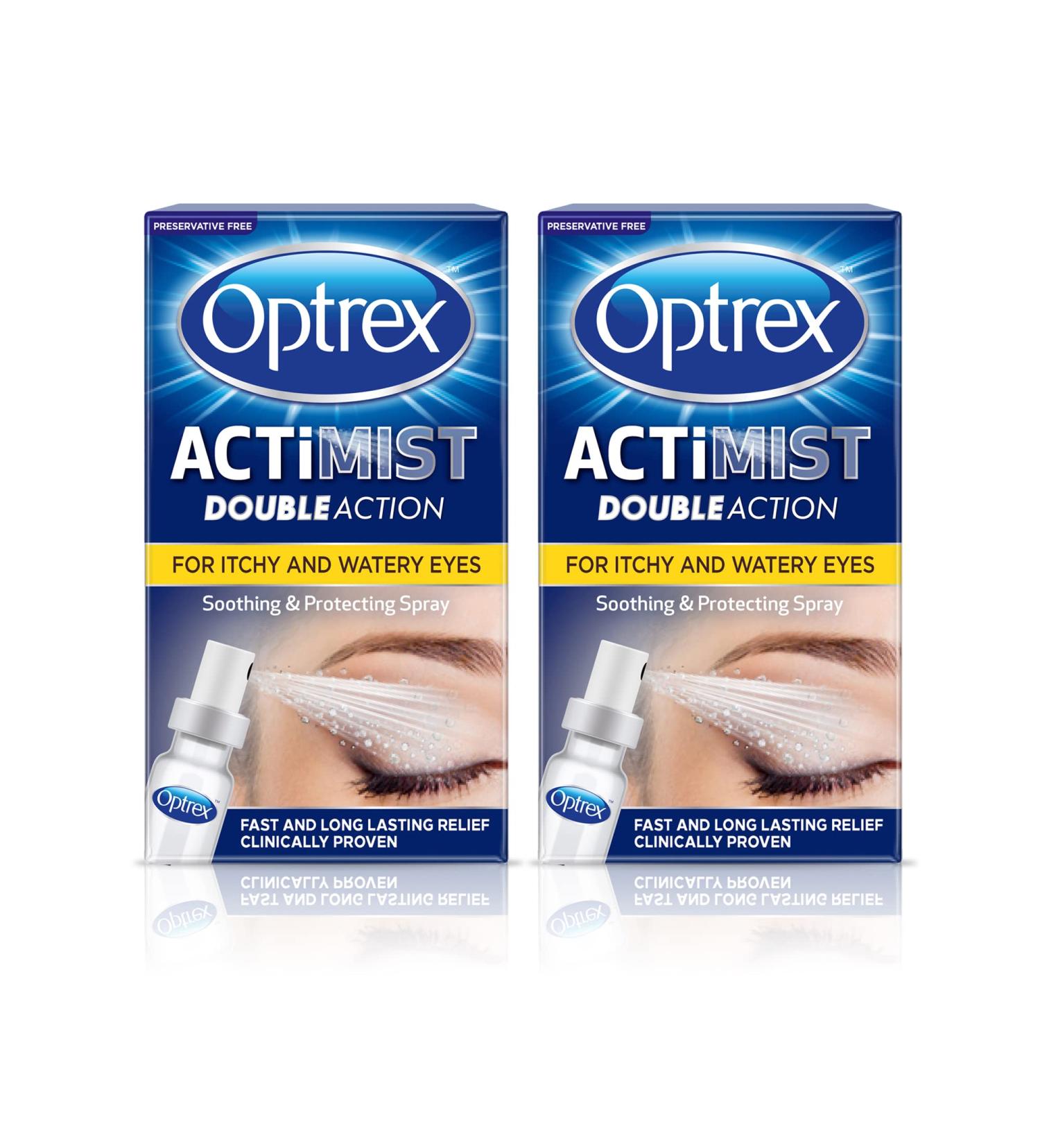 Optrex ActiMist 2-in-1 Eye Spray for Itchy Hayfever Allergy Plus Watery Eyes - 10 ml (Pack of 2) - Buy Online on GoSupps.com