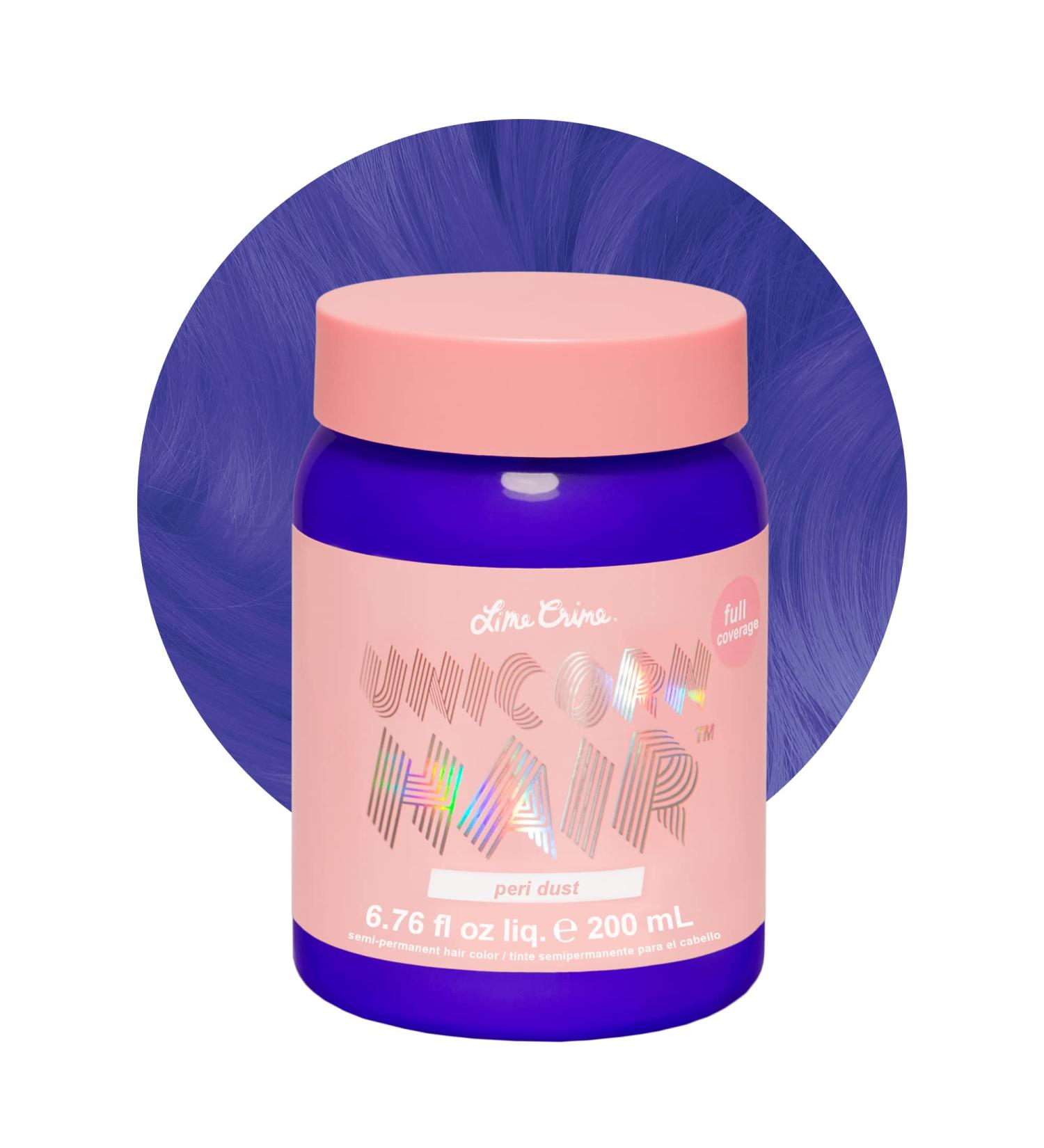 Lime Crime Unicorn Hair Dye Peri Dust - Vegan Periwinkle Semi-Permanent Color | Cruelty-Free Formula | Conditions & Moisturizes | Sugary Citrus Vanilla Scent - Buy Online on GoSupps.com