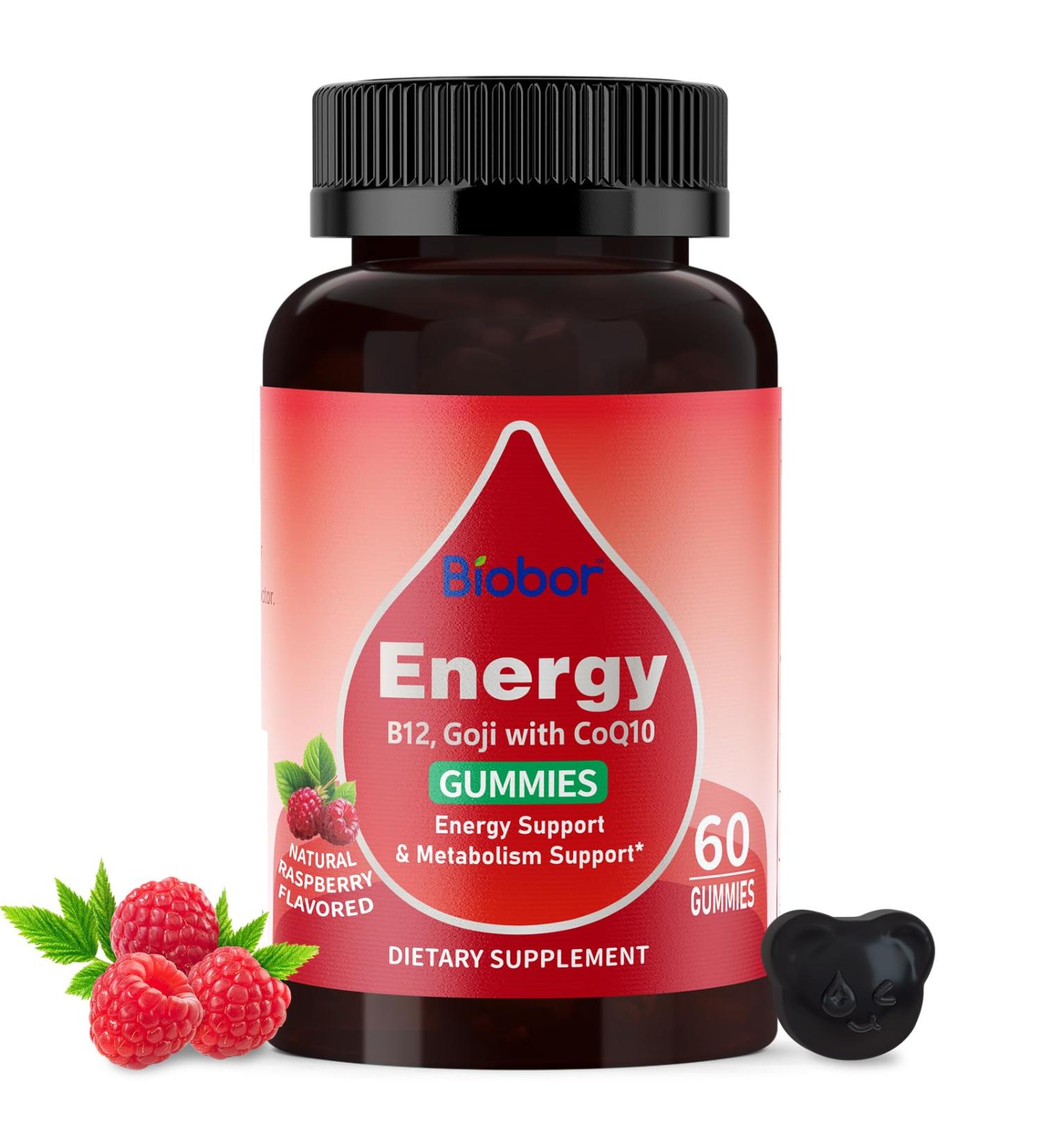 Natural Energy Gummies with Vitamin B12 Goji CoQ10 Energy Support & Metabolism Support Chewable Supplement GMO Free Gluten Free (Raspberry 60 Count) Raspberry 60 Count (Pack of 1) - Buy Online on GoSupps.com