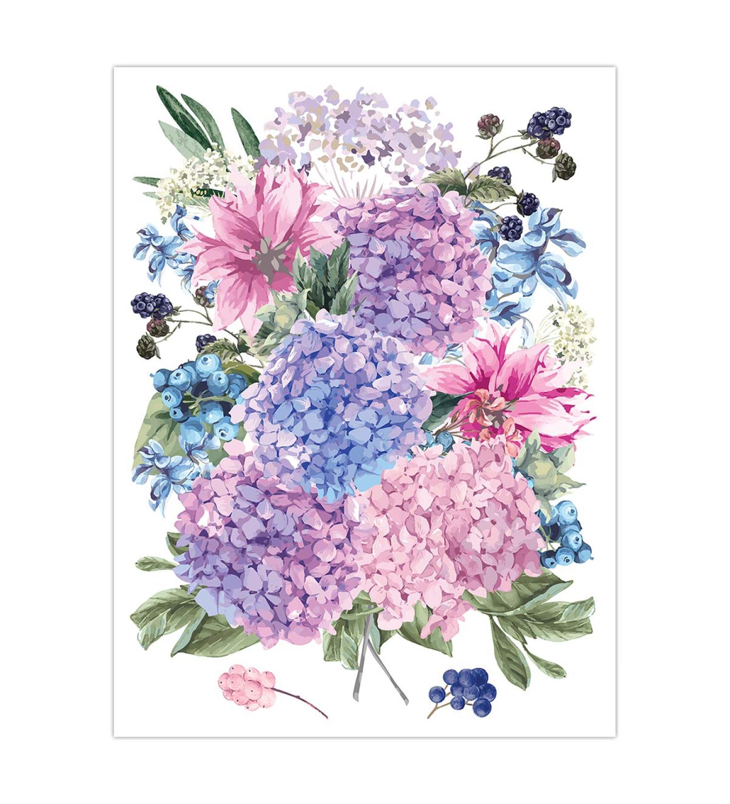 Supperb Large Temporary Tattoos - Watercolor Painting Bouquet of Summer Hydrangeas Flowers Wildflowers