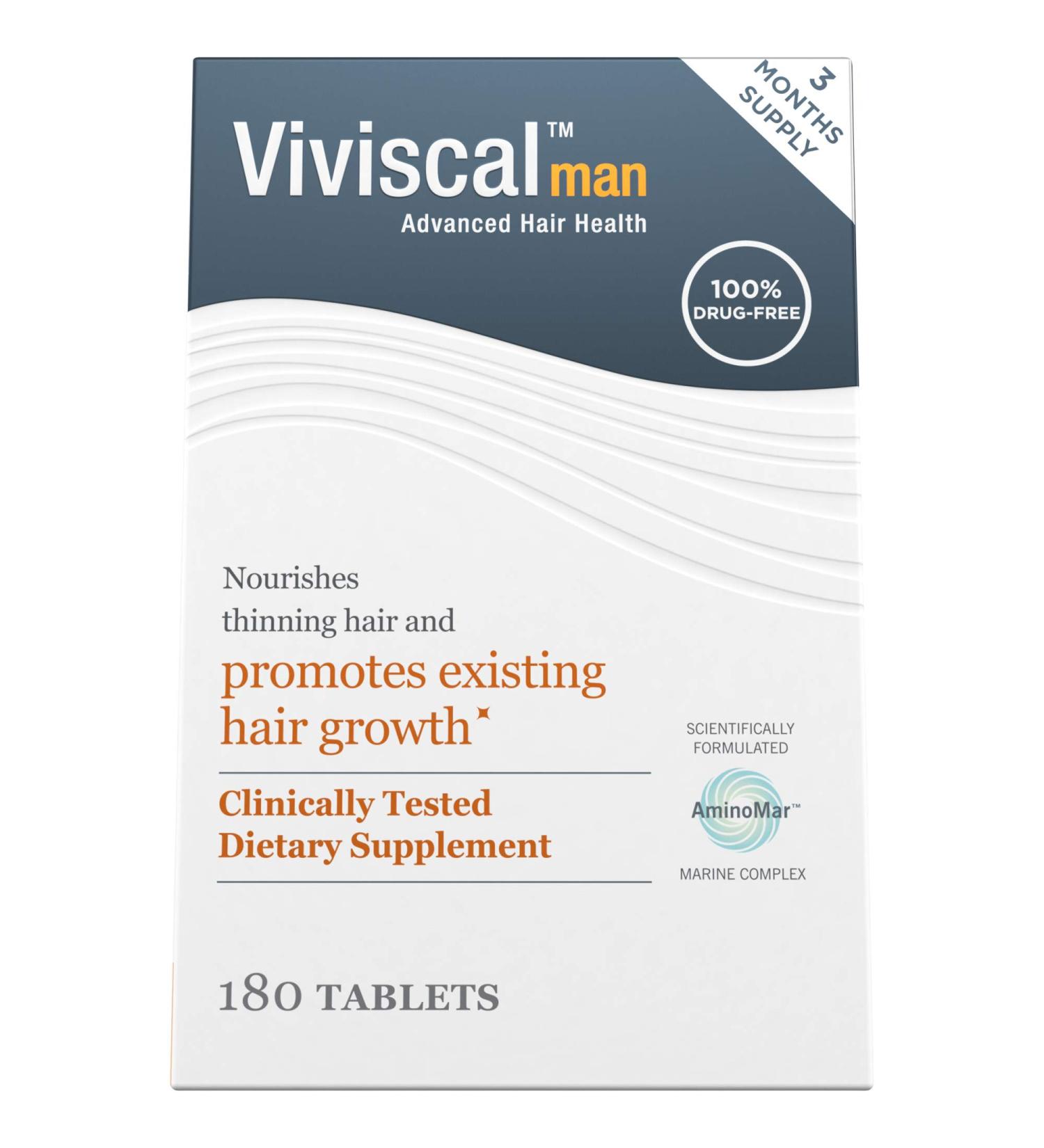 Viviscal Men's Hair Growth Supplements | Clinically Proven, Proprietary Collagen Complex | 180 Tablets - 3 Month Supply - Buy Online on GoSupps.com