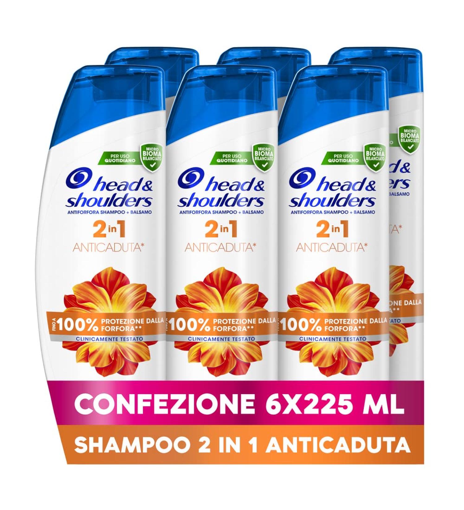 Procter Gamble Head & Shoulders Antidandruff shampoo and balm 2in1 antidandruff protection for skin and hair with balanced microbiome clinically proven 225 ml x 6 - Buy Online on GoSupps.com