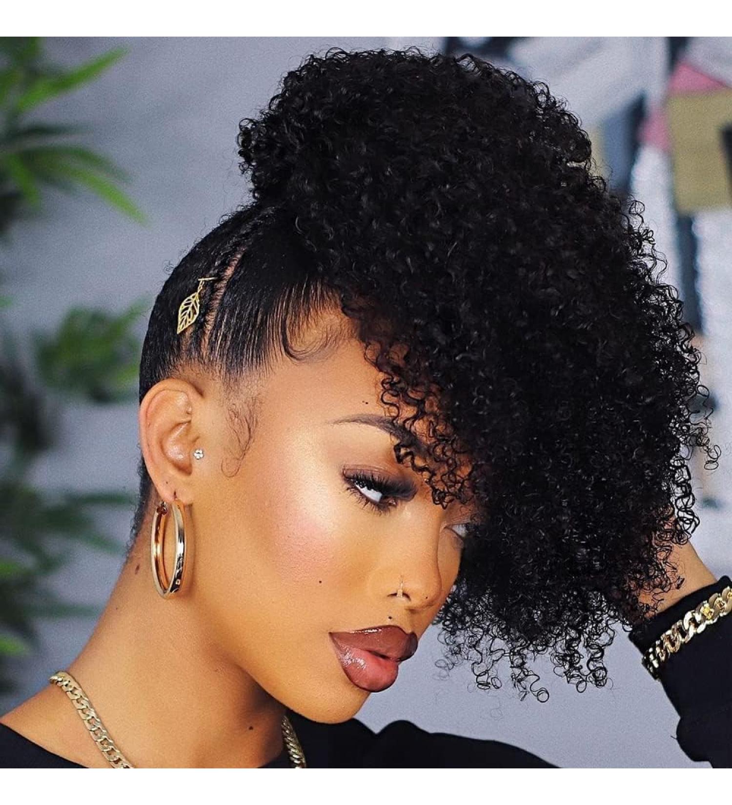 Kinky Curly Ponytail Human Hair Drawstring Ponytail for Black Women 12A Brazilian Virgin Human Hair 4C Curly Ponytail Extension Natural Black 16 Inch 150g 16 Inch Natural Black Kinky Curly Ponytail - Buy Online on GoSupps.com
