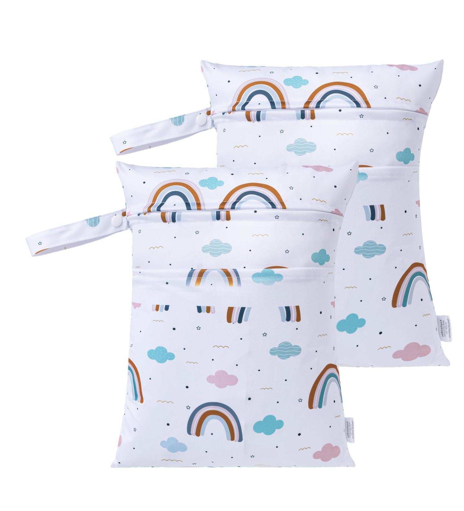 Hbselect 2PC Waterproof Diaper Bag Set | Reusable Zipper Wet Wipes Organizer for Babies & Toddlers | Rainbow Design - Buy Online on GoSupps.com