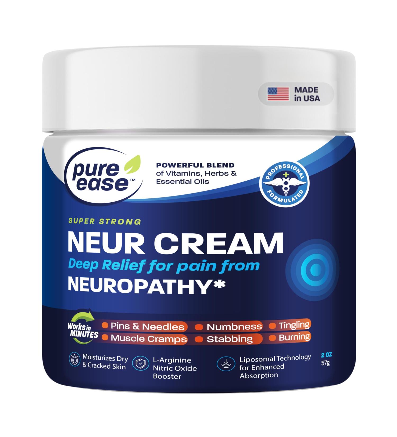Neuropathy Pain Relief Cream 2oz - Maximum Strength Fast-Acting Nerve Pain Relief for Hands Legs Toes | Natural Ingredients & Liposomal Technology - Buy Online on GoSupps.com