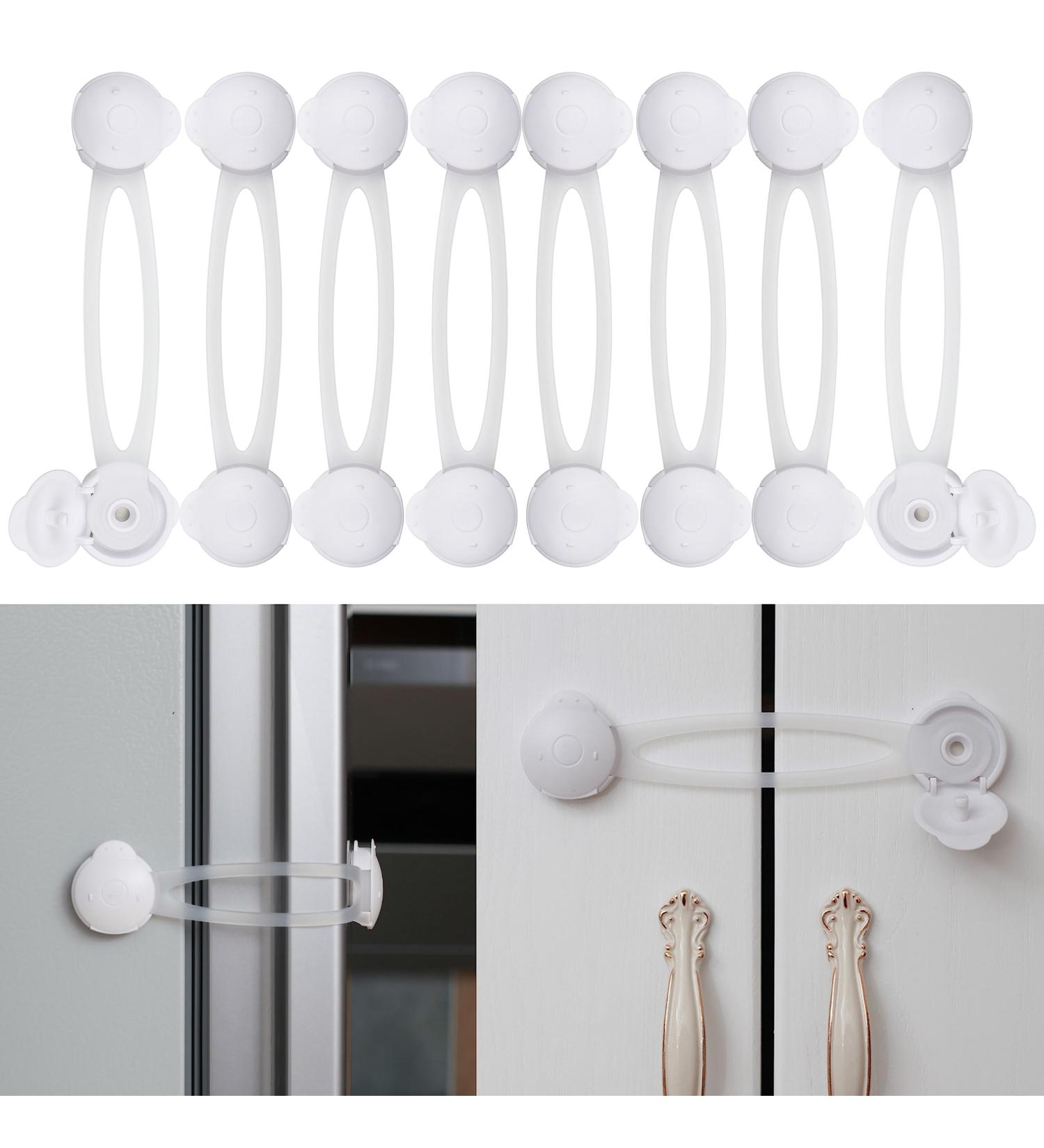 Universal Child Lock - 8 Piece Set in White Transparent for Drawer Cabinet Toilet Seat & Appliance Safety - Buy Online on GoSupps.com
