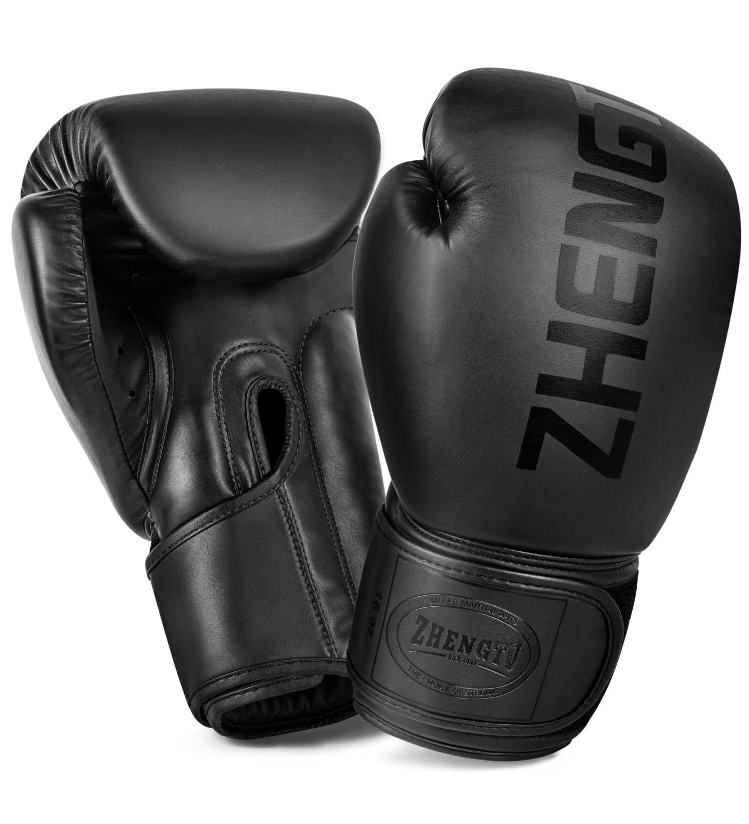 ZTTY Boxing Gloves - Pro Grade Sparring Training Fight Gloves 6oz BLACK | For Men & Women | Kickboxing, Muay Thai, MMA | Punching Bag - Buy Online on GoSupps.com