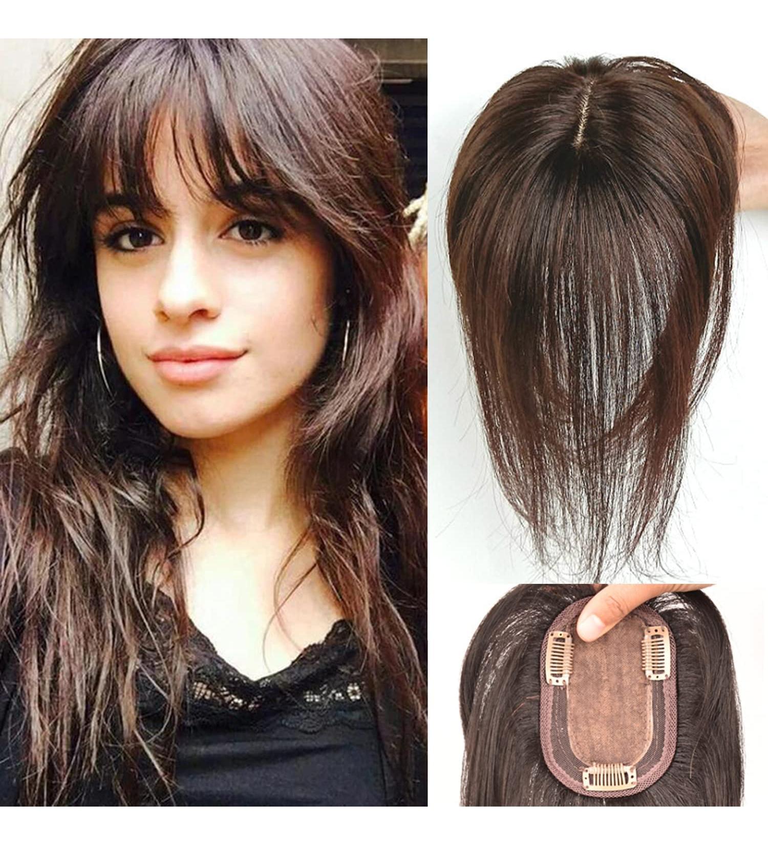 Bismanhair Women's Real Human Hair Toupee 12 with Bangs - Medium Yellowish Brown - Buy Online on GoSupps.com