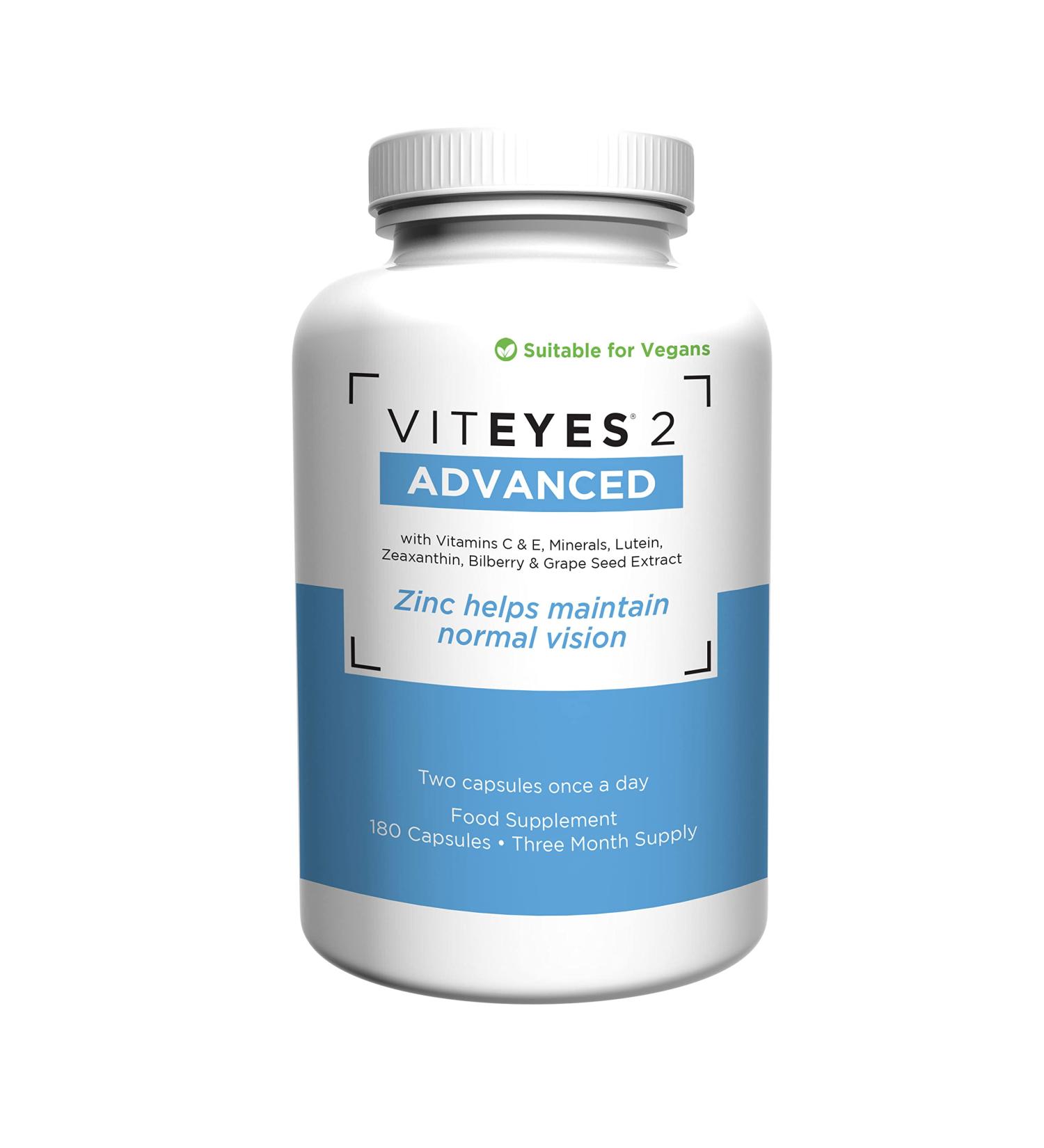 Viteyes 2 Advanced - Vegan AREDS2 Based Formula - 90 Days Supply (180 Capsules)