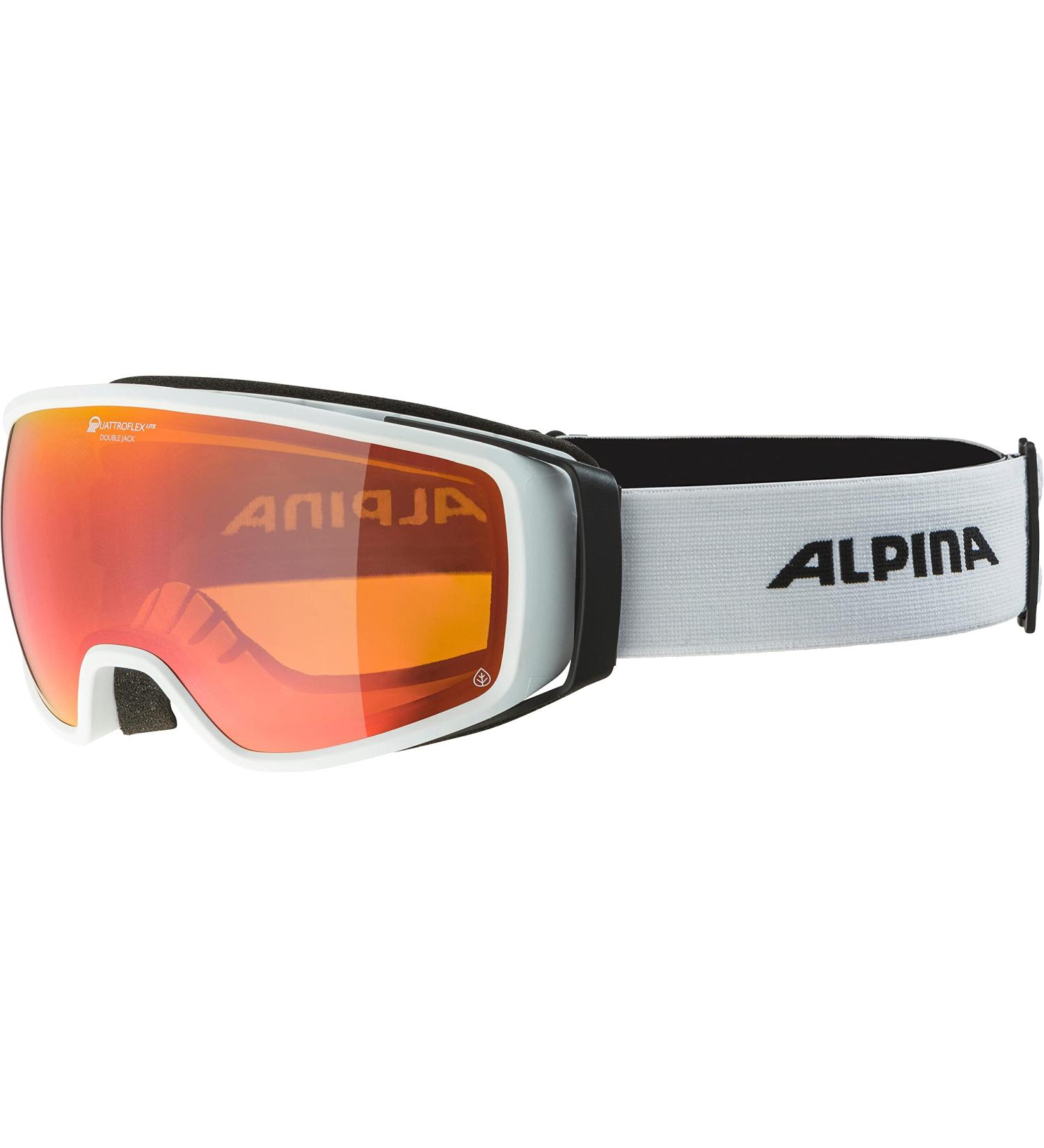Alpina Double Jack Plnt Q-Lite Mirrored OTG Ski Goggles - 100% UV Protection Contrast-Enhancing White Matt - International Shipping Available - Buy Online on GoSupps.com