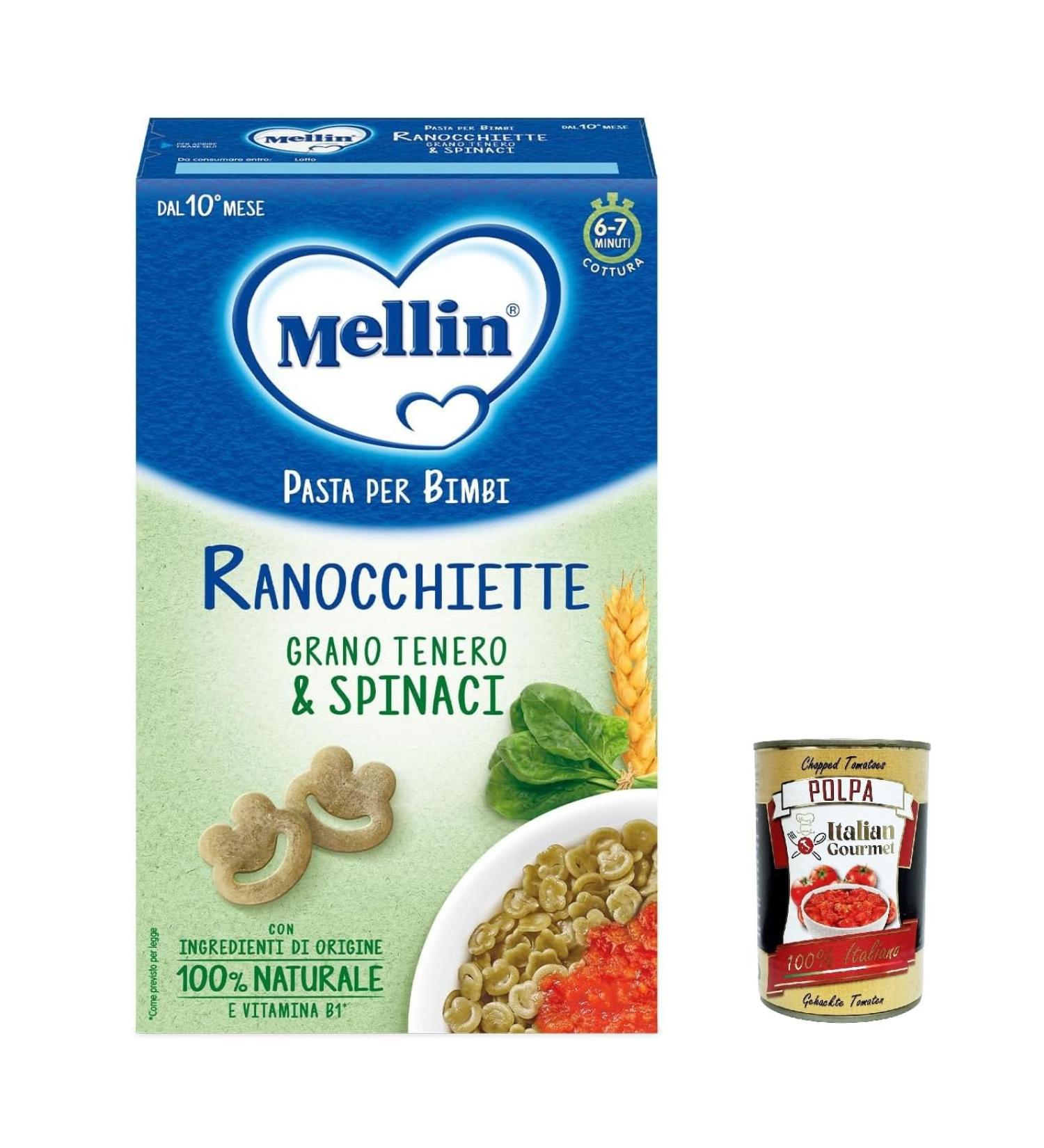  Italian Gourmet E.R. Mellin Soft Wheat Ranocchiette with Spinach and Soft Wheat Semolina Pasta and Vitamin B1 280 g + Italian Gourmet Pulp 400 g - Buy Online on GoSupps.com