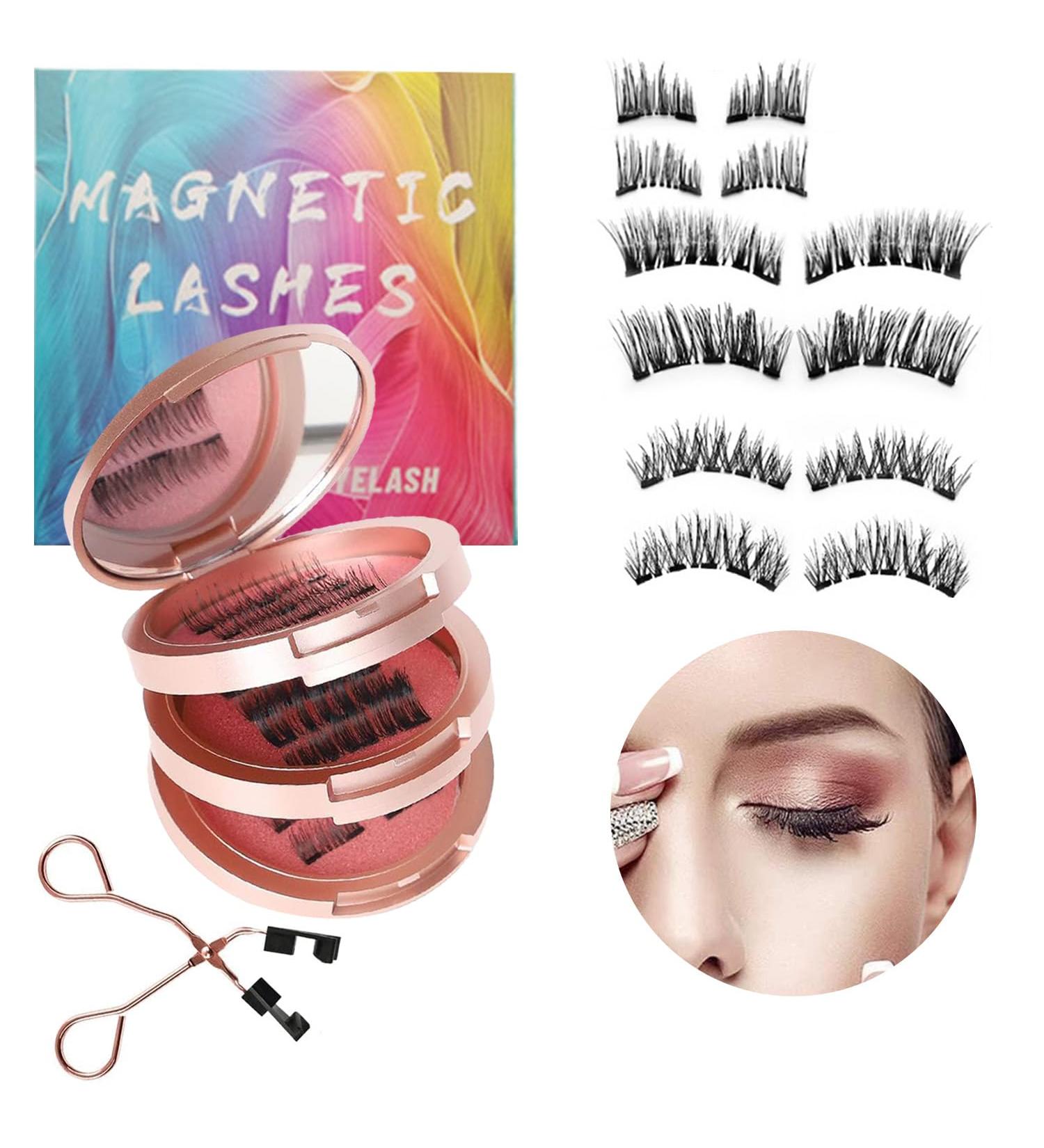 Movstriker Magnetic Eyelashes without Eyeliner Reusable 4 Pairs False Eyelashes Magnetic No Glue Natural Look 3D Effect Magnetic Lashes with Applicator Waterproof and Easy to Wear - Buy Online on GoSupps.com
