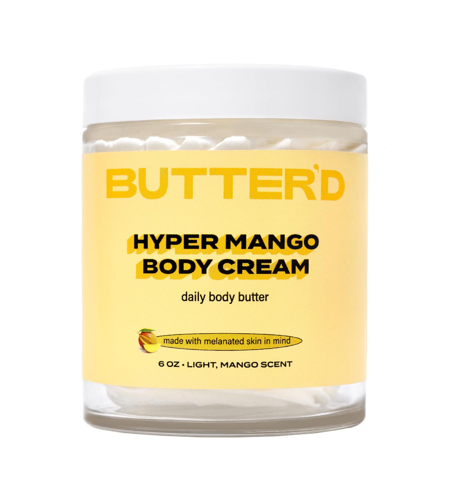 Butter d Bodycare Hyper Mango Body Cream | Hydrating Premium Body Butter for Hyperpigmentation | Rich in Vitamin C Rose Hip & Jojoba Oil | 6 oz - Buy Online on GoSupps.com