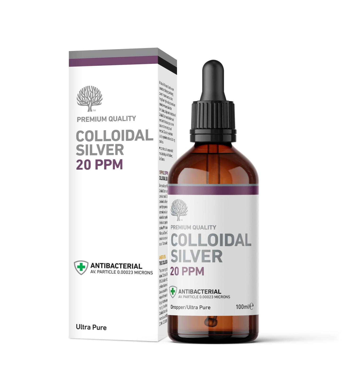 Premium Quality 20ppm Colloidal Silver Dropper Bottle 100ml - Natural Antibacterial Solution - Buy Online on GoSupps.com