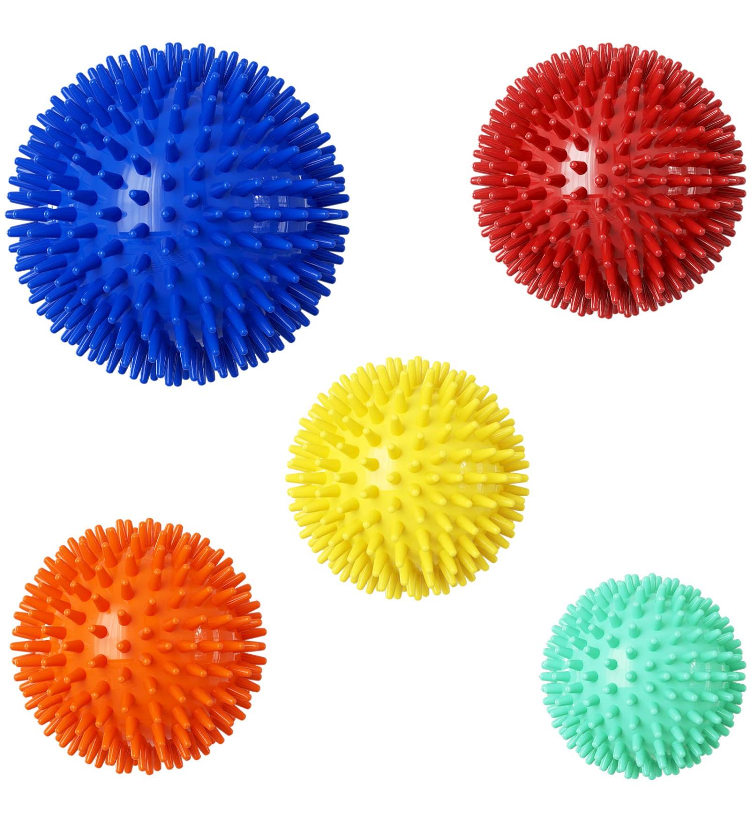 Firschoie 5-Piece Massage Balls Set - Hard Hedgehog Massage Balls for Hands Legs Shoulders and Feet - Ideal for Muscle Relief in Multiple Sizes - Buy Online on GoSupps.com
