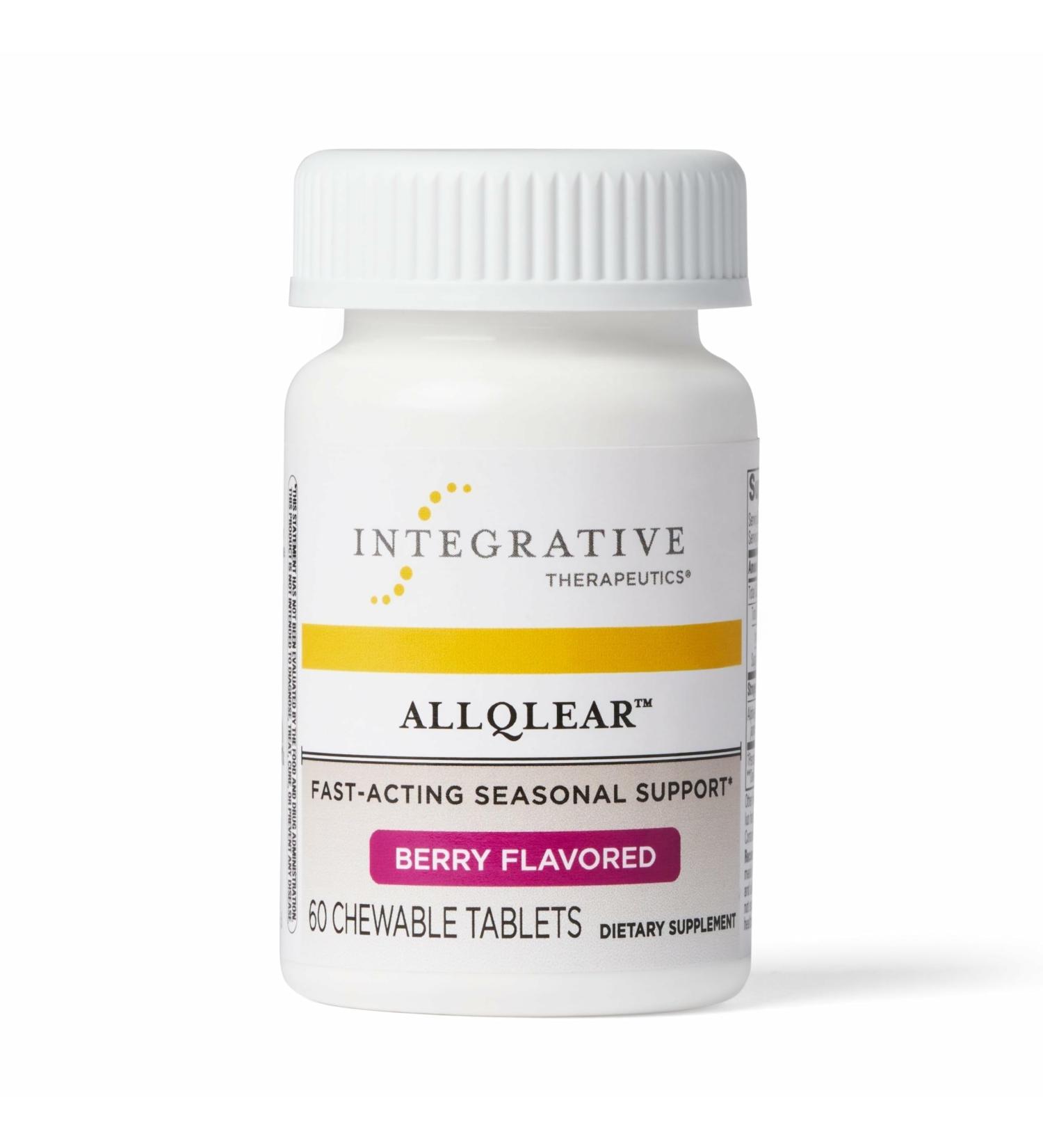 Integrative Therapeutics AllQlear - Seasonal Supplement for Immune Support *- Quail Egg Powder Blend - Dairy-Free - Berry Flavored 60 Chewable Tablets (30 Servings) - Buy Online on GoSupps.com