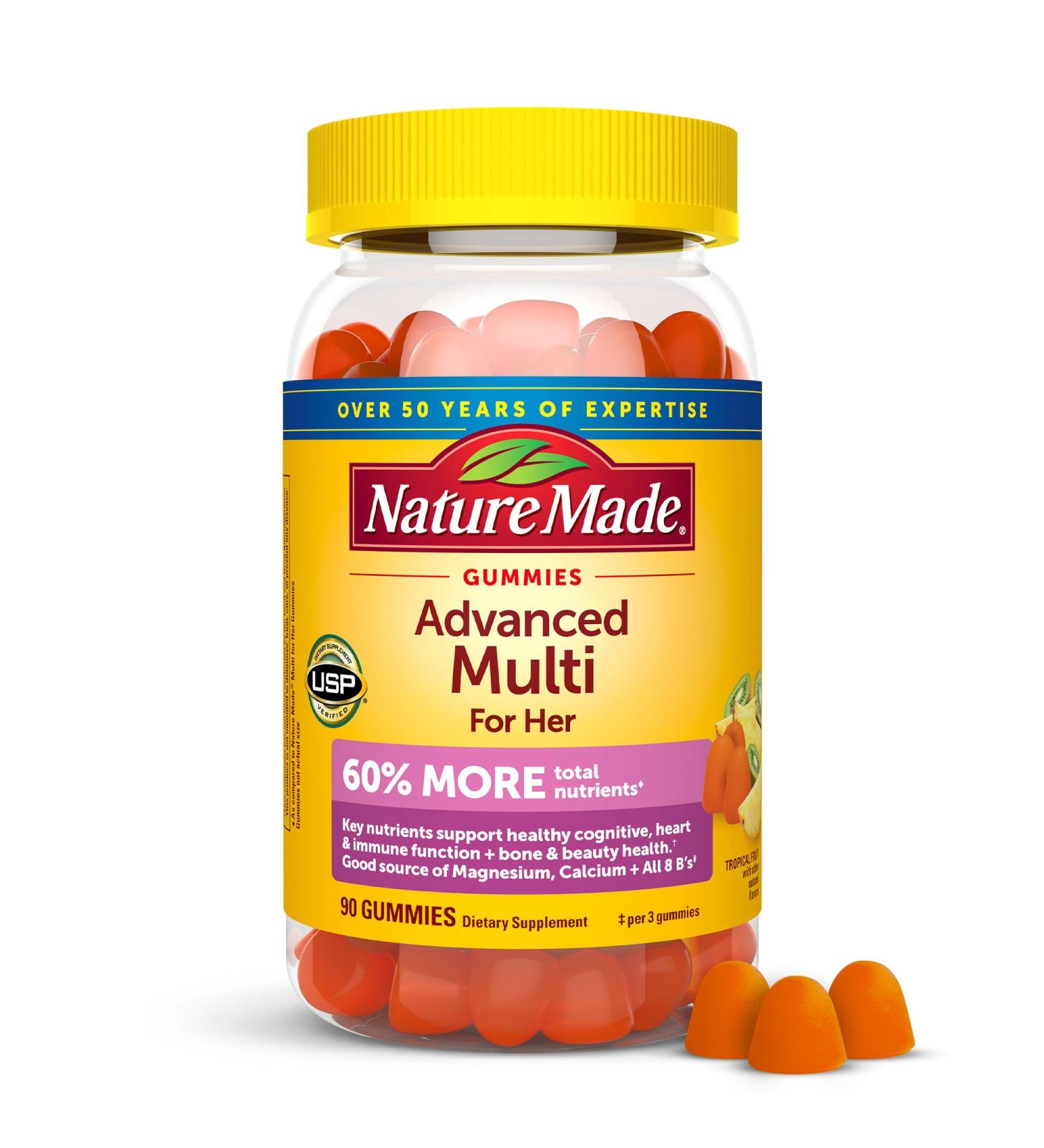 Nature Made Advanced Womens Gummy Multivitamins with Magnesium Citrate Calcium B Vitamins Multivitamin Gummies for Women 90 Multi Vitamin Gummies 30 Day Supply 90 Count (Pack of 1) - Buy Online on GoSupps.com