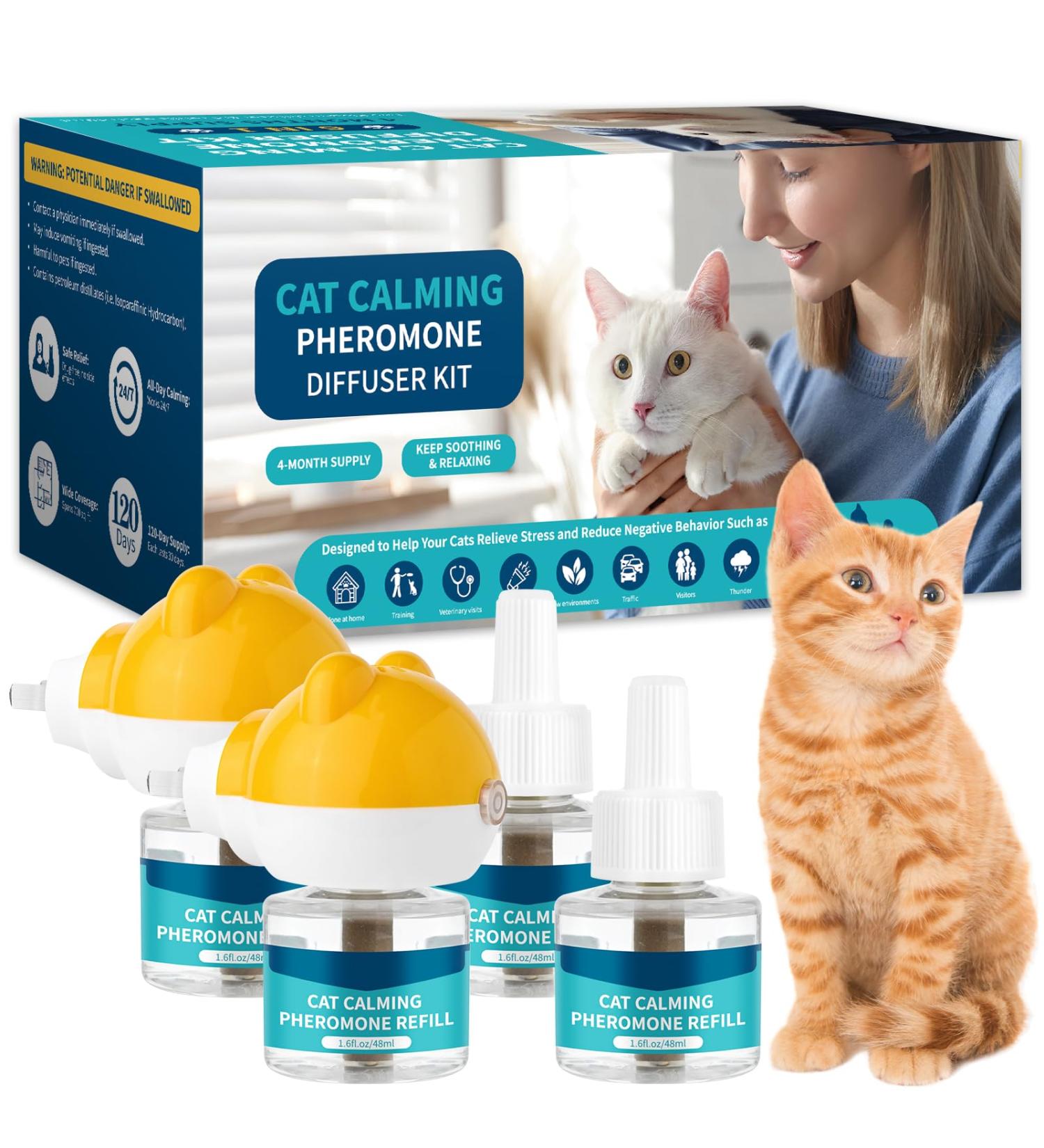 Buy VICSOM Cat Calming Diffuser Kit - 6-in-1 Pheromones for Anxiety Relief 120 Days of Stress Relief Includes 2 Diffusers & 4 Refills - International Shipping Available - Buy Online on GoSupps.com