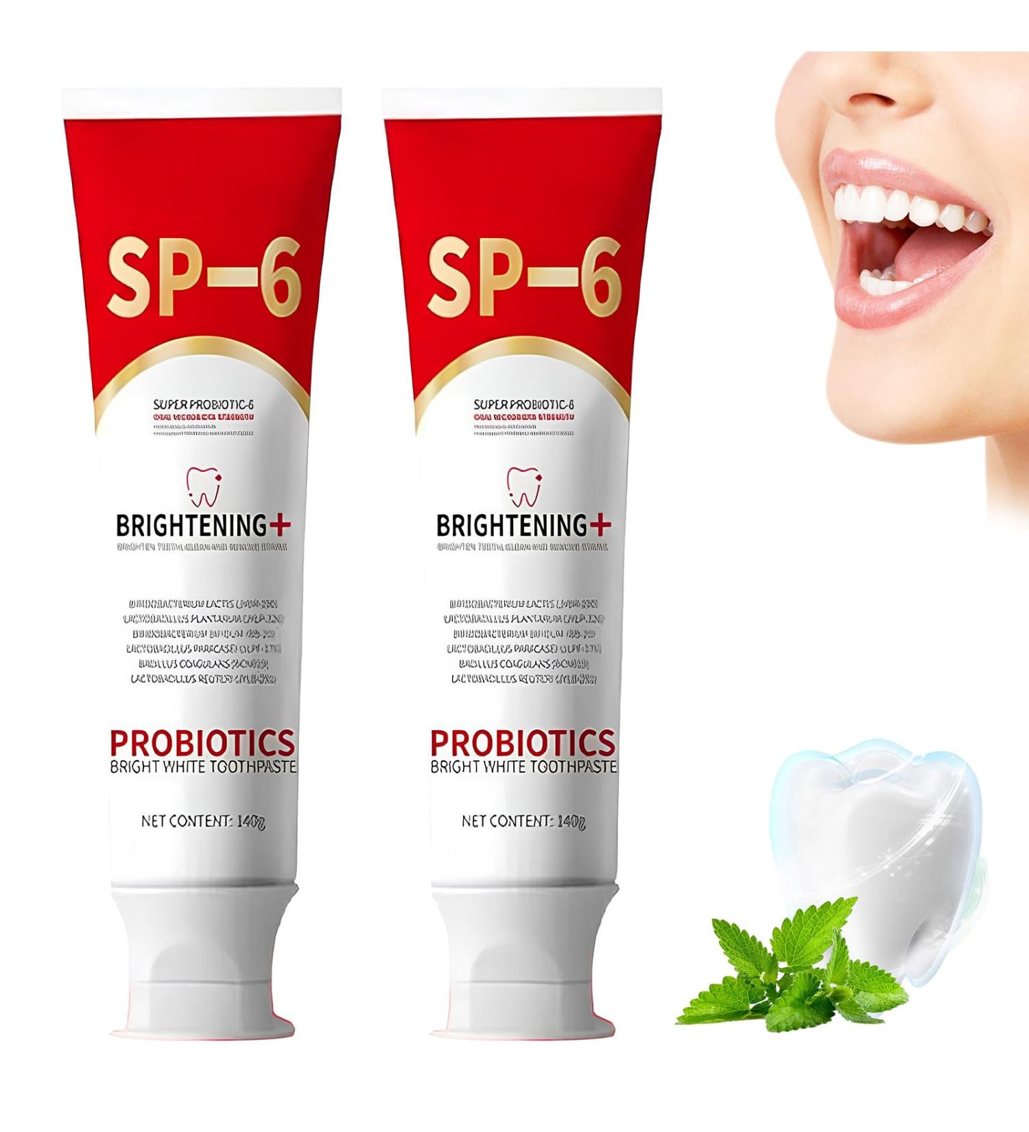 SP-6 Ultra Whitening Toothpaste - Probiotic Brightening & Deep Cleaning Care (2PCS) | Fresh Breath & International Shipping - Buy Online on GoSupps.com