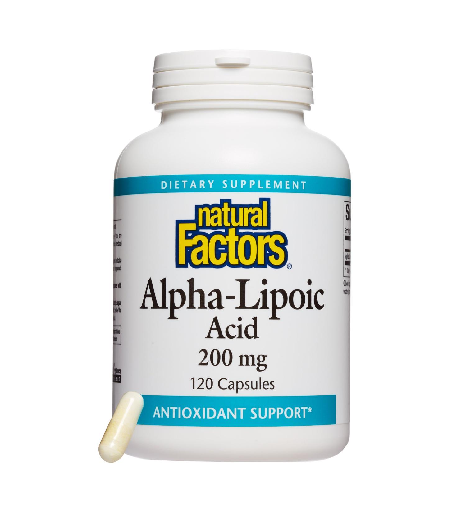 Buy Natural Factors Alpha-Lipoic Acid 200 mg - 120 Capsules | Premium Antioxidant Support - Buy Online on GoSupps.com