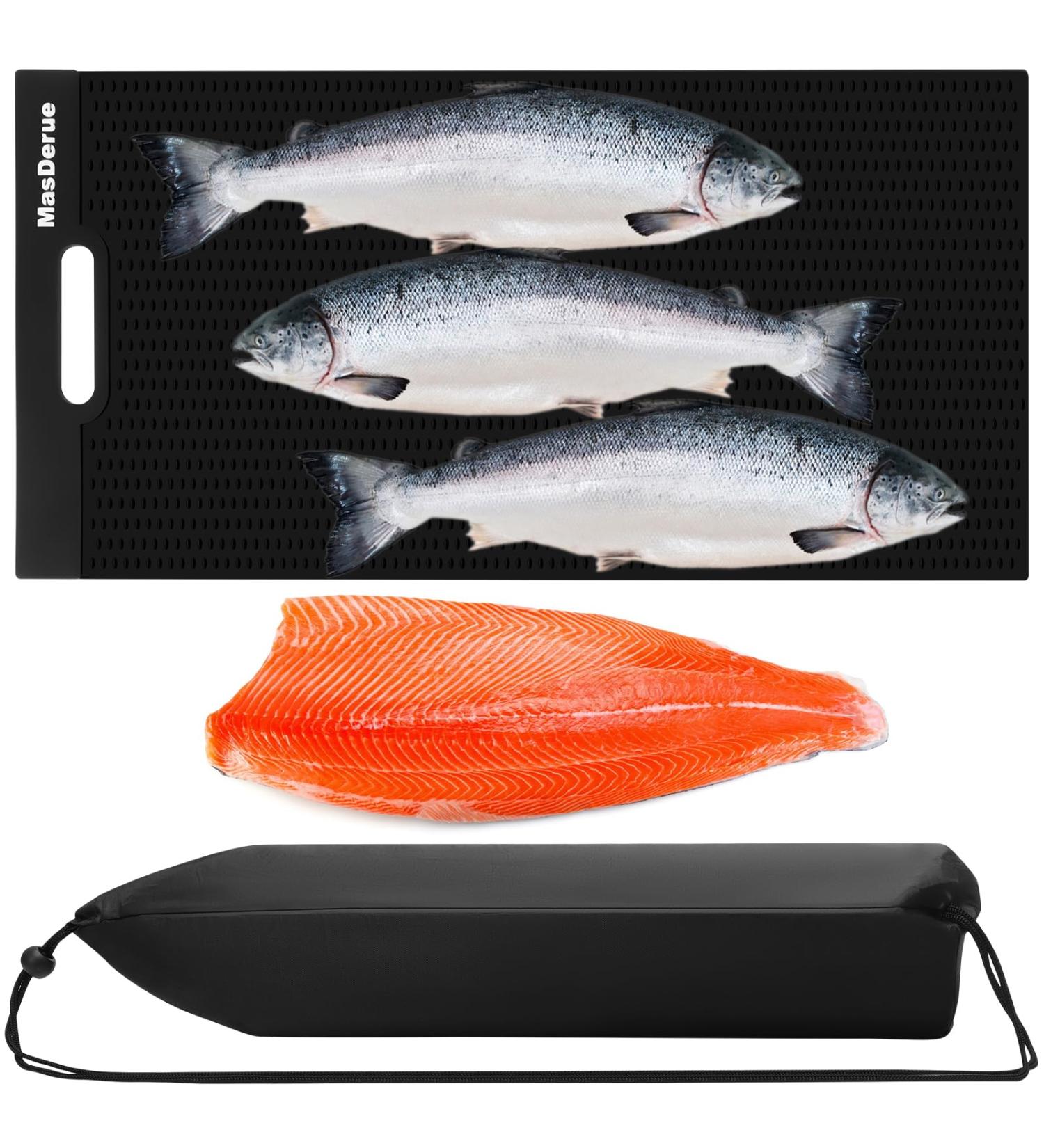 Mastermined Fishing Fillet Mat 71.1x35.6 cm - Durable Easy to Clean Portable Filleting Board with Storage Bag for Effortless Fish Prep - Buy Online on GoSupps.com