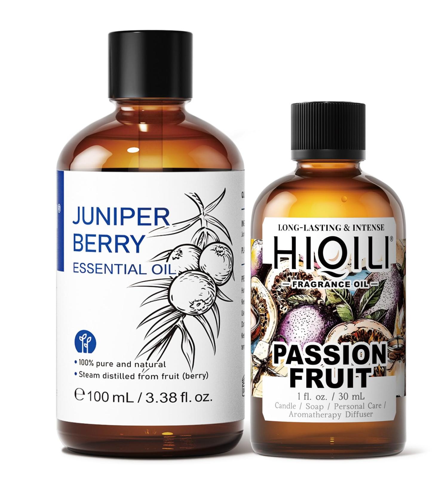 HIQILI 100ML Juniper Berry Essential Oil & 30ML Passion Fruit Fragrance Oil for DIY Diffuser - Buy Online on GoSupps.com