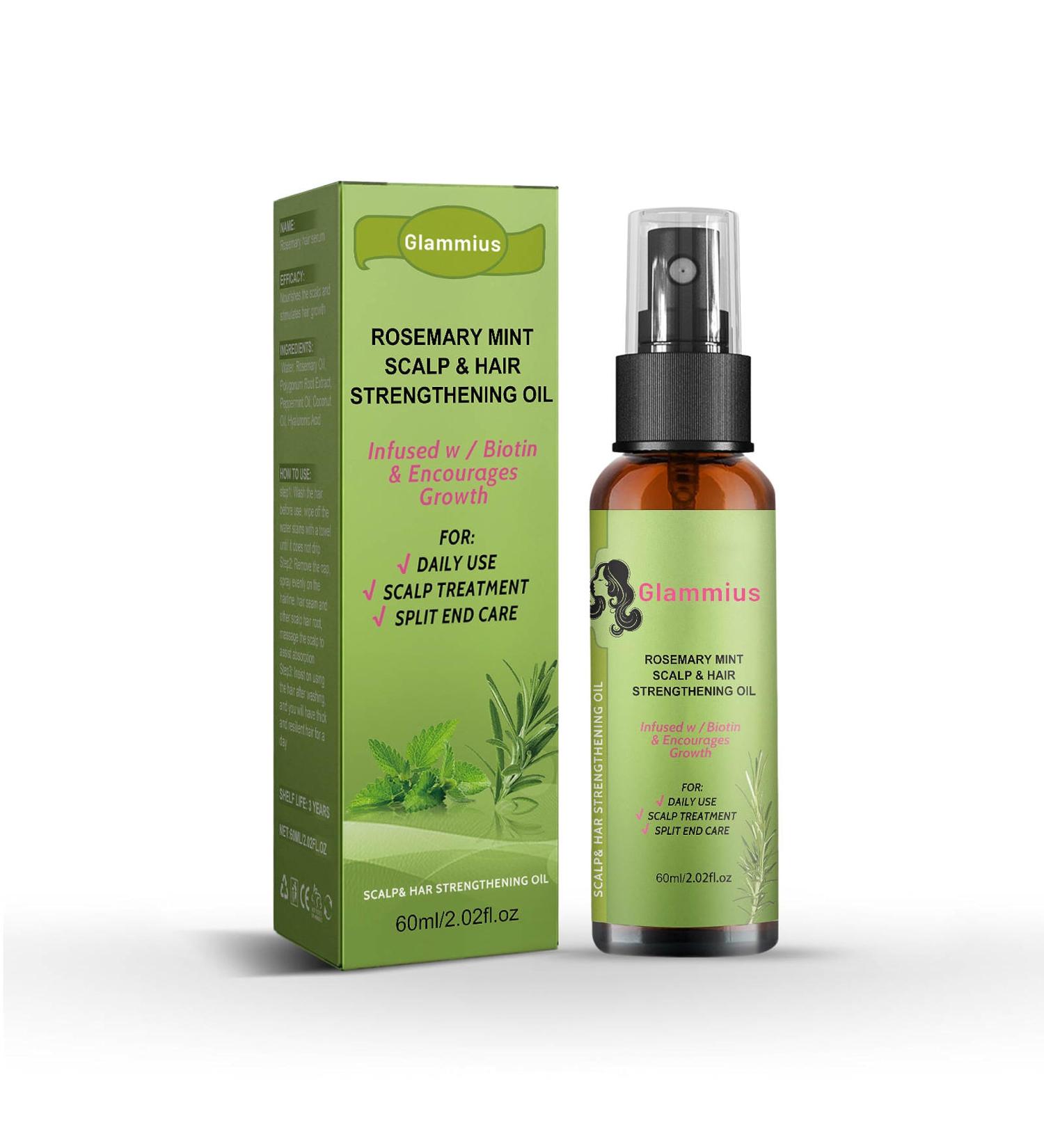 Buy Glammagus Rosemary Hair Oil with Biotin for Hair Growth - 2.02 fl oz (60ml) | Pure & Natural Hair Care for Men & Women - International Shipping Available - Buy Online on GoSupps.com