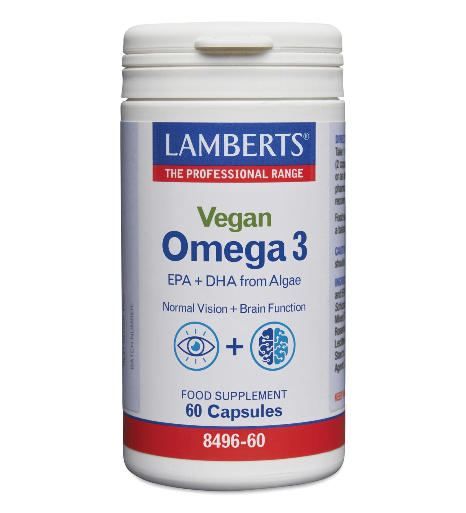 Lamberts OMEGA 3 Vegano 60 caps is a dietary supplement for recurring daily use It supports general wellbeing when taken consistently The package contains 60 capsules It is developed - Buy Online on GoSupps.com