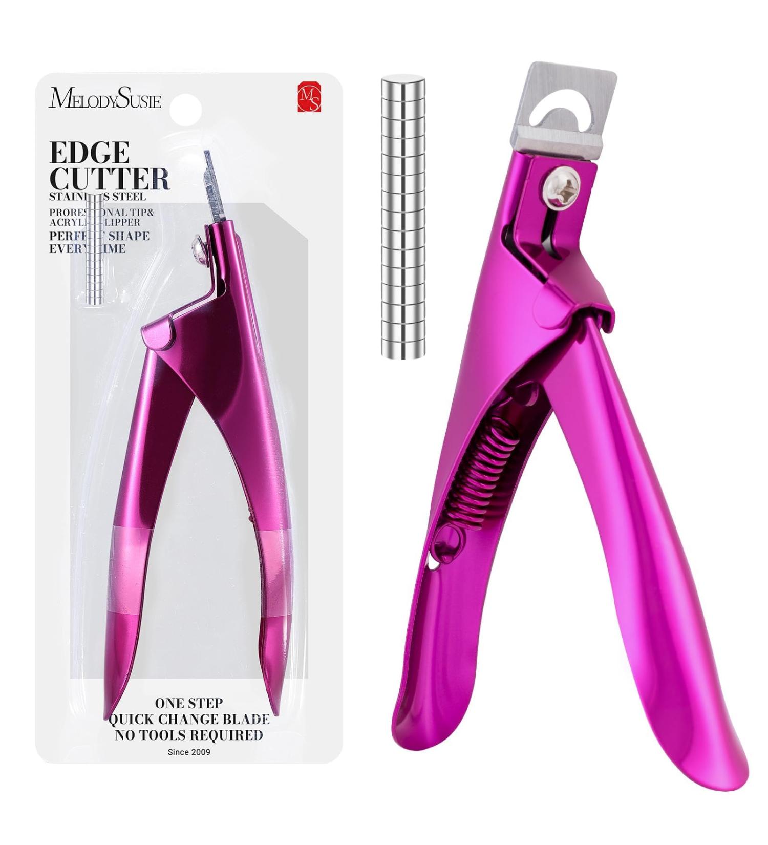Melodysusie Acrylic Nail Clipper Set - 15 Magnet Tip Cutters for Gel Nails | Professional Manicure & Pedicure Tools | Sharp Nail Care - Wine Red - Buy Online on GoSupps.com