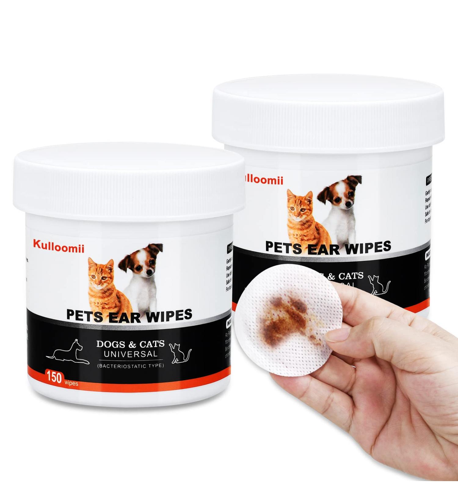 Kullloomii Earring for Dogs & Cats - 300 Ear Care Pads - Effective Dog Ear Cleaner | Gentle & Safe for Pet Ears - Buy Online on GoSupps.com